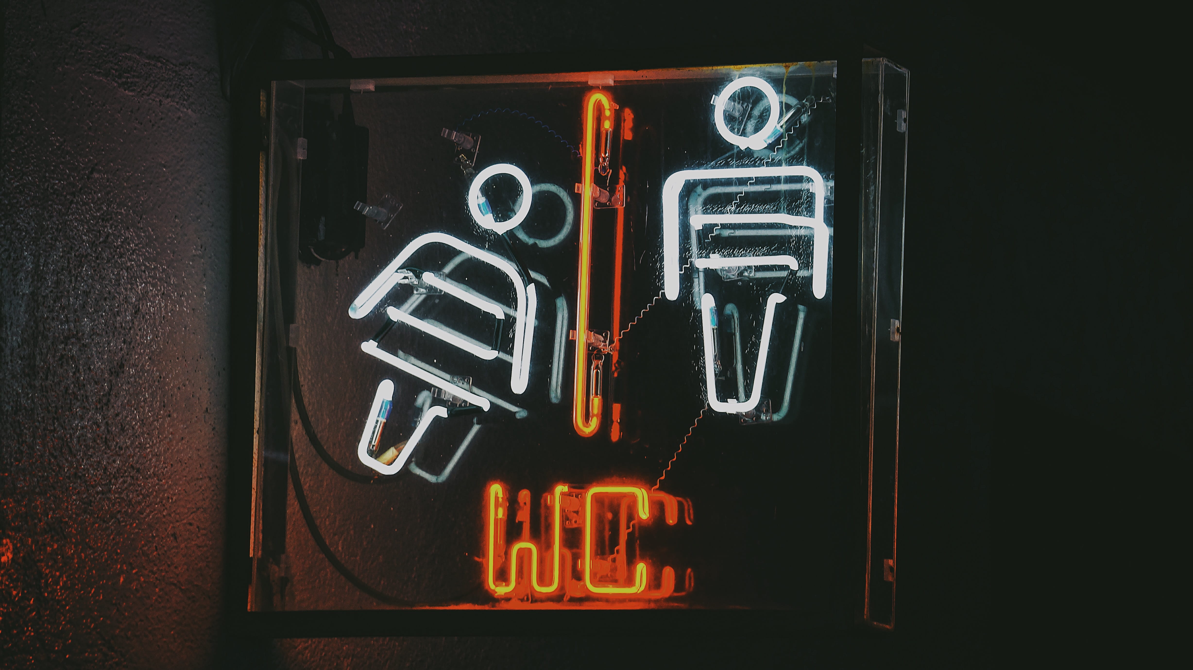 illuminated, illustration, signalise, information sign, glowing, neon, no people, sign, indoors, text, signage, display, design, 4K, communication, western script, HD Wallpaper