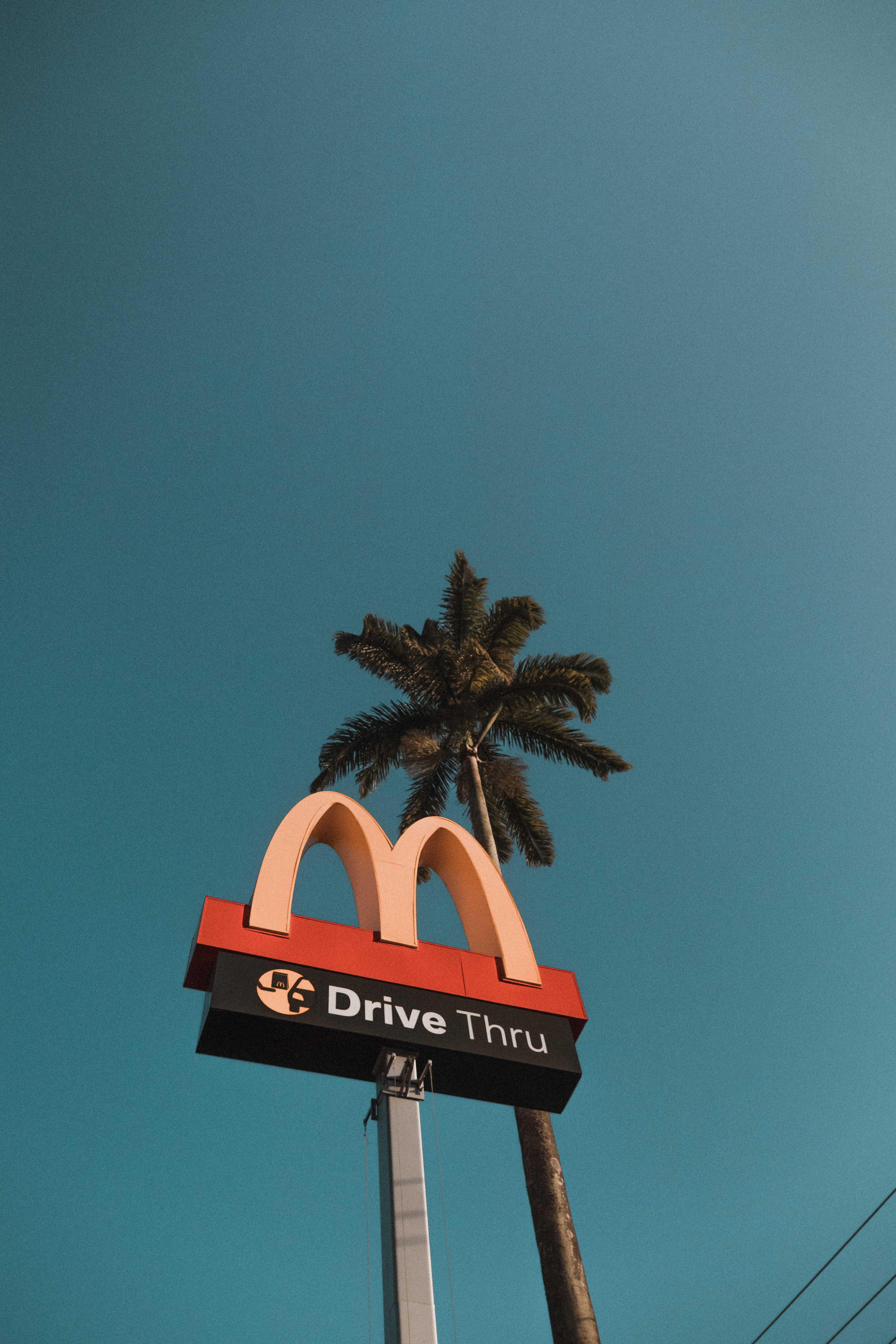 vertical, text, mcdonalds, architecture, outdoors, road, symbol, tropical climate, scenic, low angle view, day, no people, nature, bright, sky, palm tree, Phone HD Wallpaper