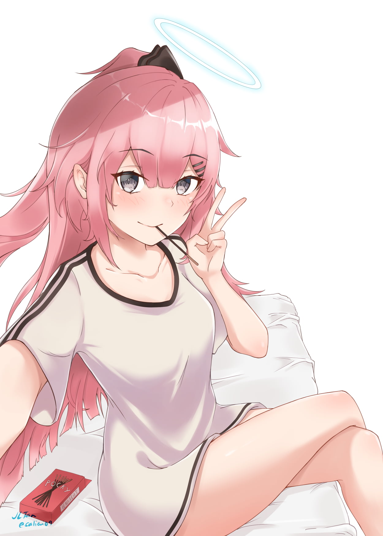 Arknights, anime girls, Jl Tan, 720P, Ambriel (Arknights), long shirt, pink hair, smiling, Phone HD Wallpaper