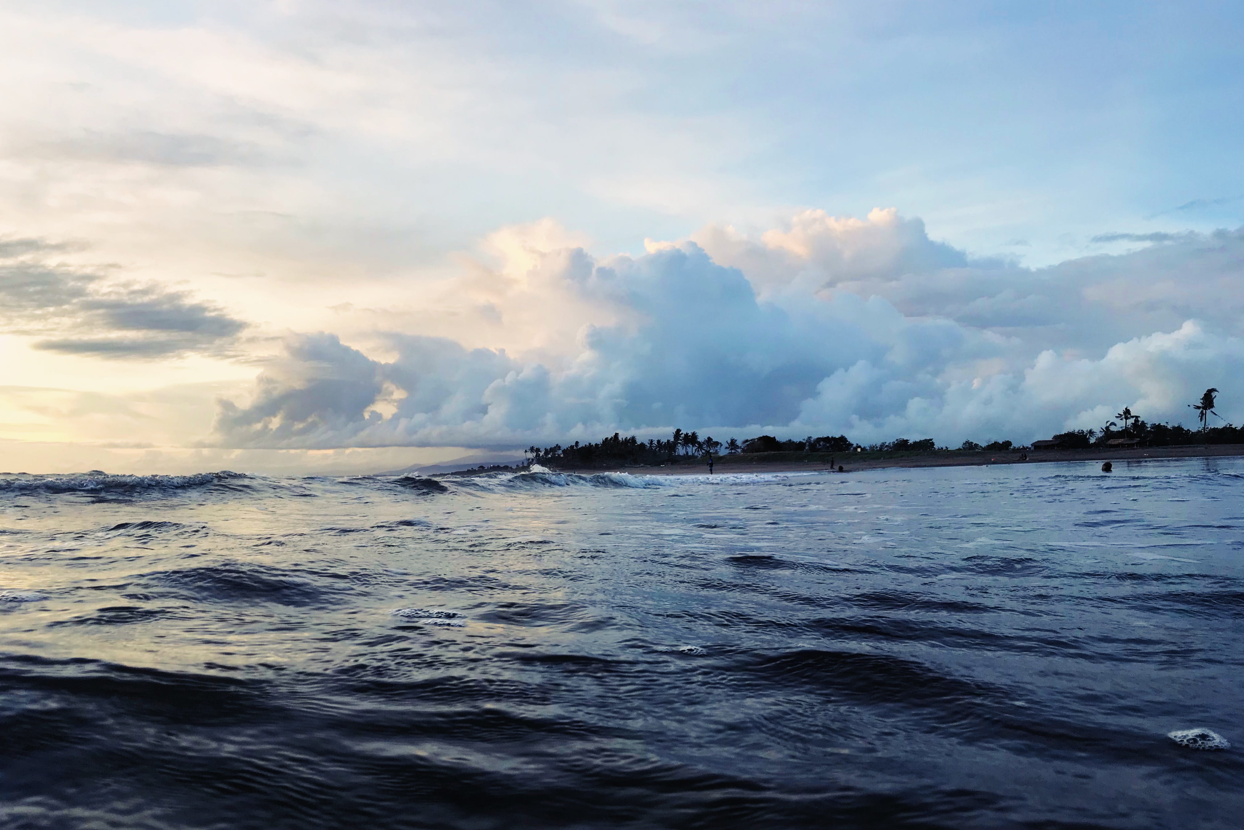 cloud, clouds, water, waterfront, trees, jl. segara, kediri, no people, day, outdoors, wave, land, scenics - nature, cumulus, weather, 4K, tranquil scene, HD Wallpaper