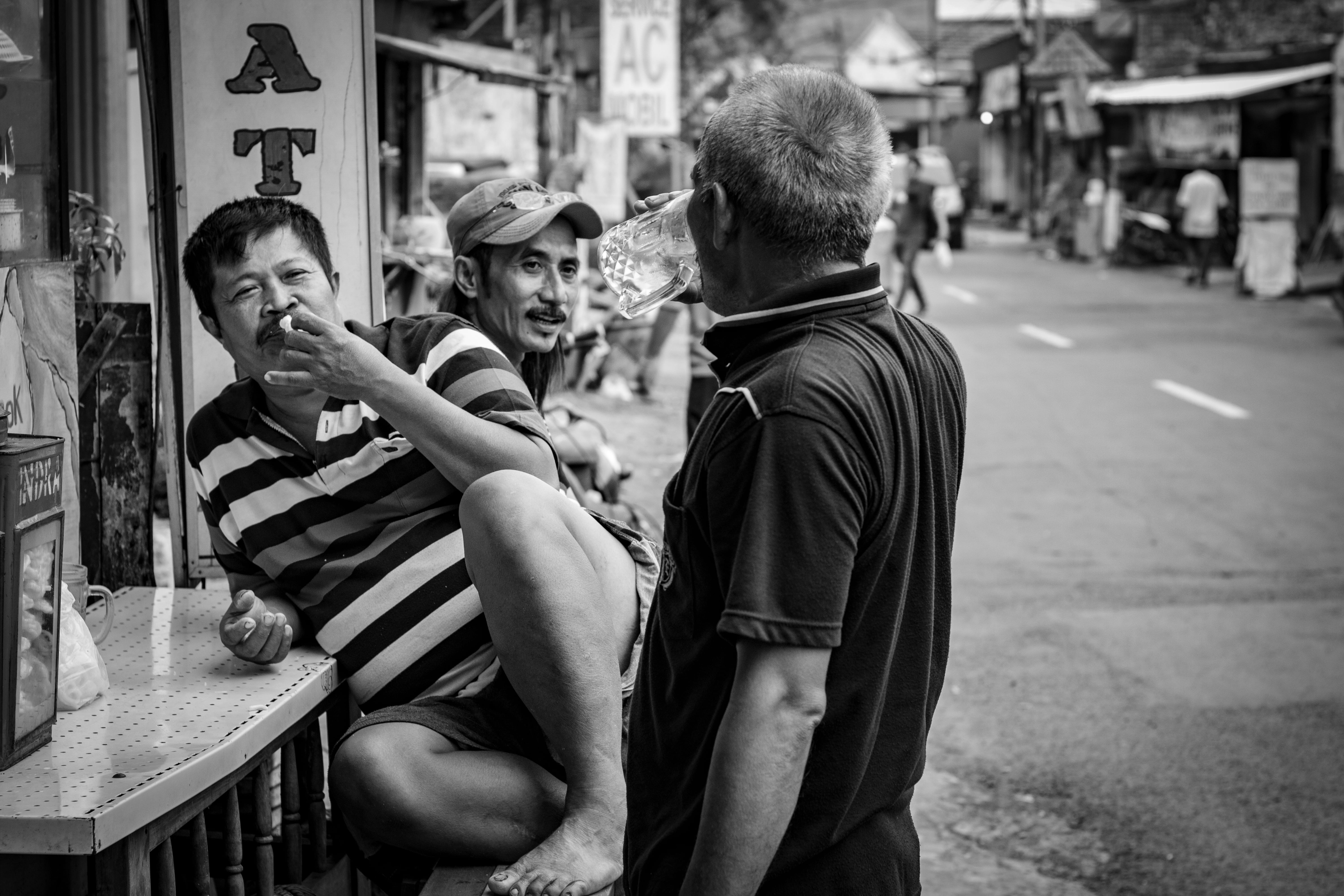 sitting, food, furniture, photography, young men, shorts, leisure activity, casual clothing, jl girilaya, women, emotion, path, men, street, crowd, pedestrian, HD Wallpaper