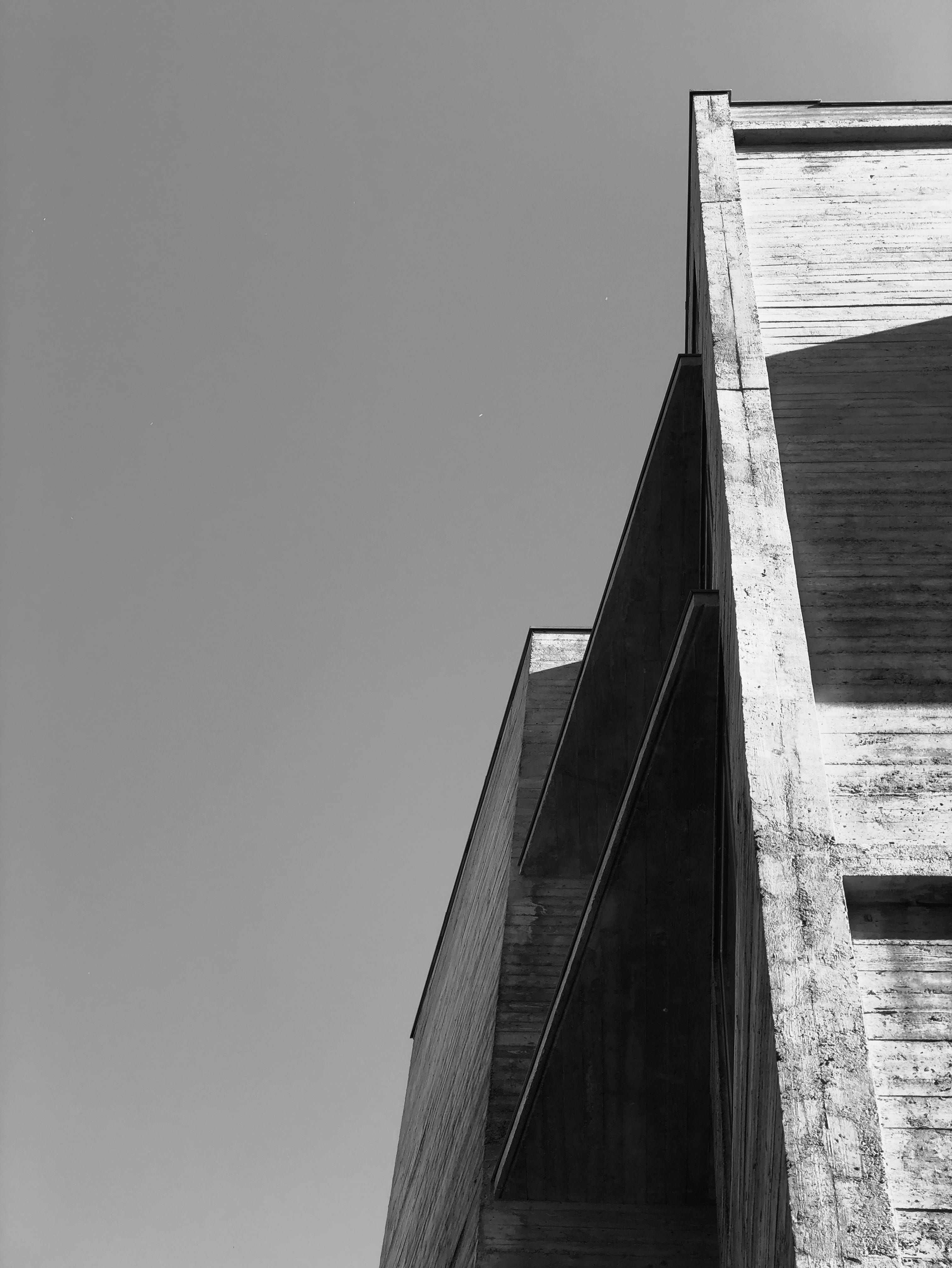 built structure, sunlight, high section, house, construction, white, nature, window, banister, bau, low angle view, building, berlin, staircase, brutalism, Phone HD Wallpaper