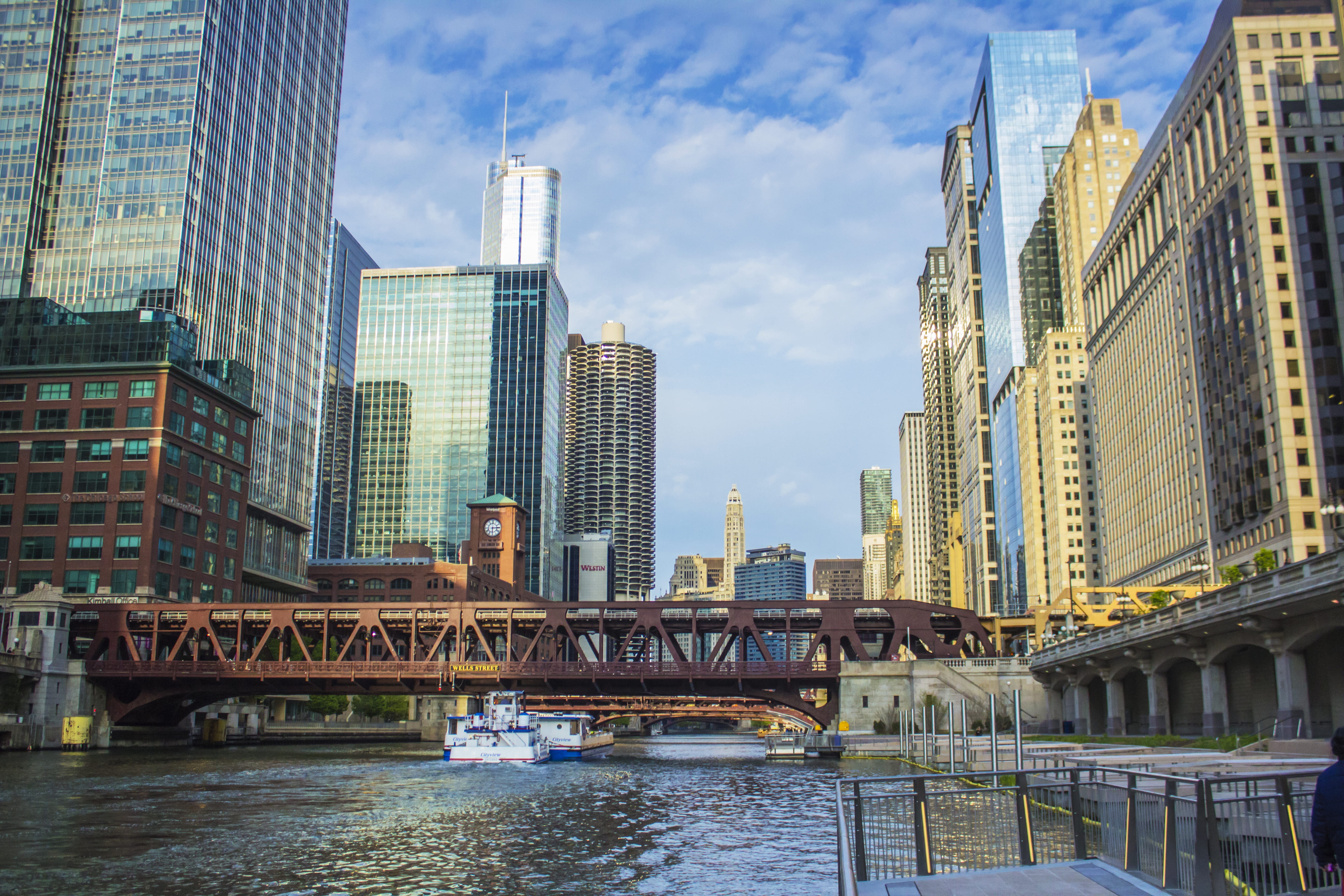 housing, nature, financial district, city, downtown, chicago, person, spire, transportation, chicago riverwalk, architecture, sky, town, bridge - man made structure, HD Wallpaper
