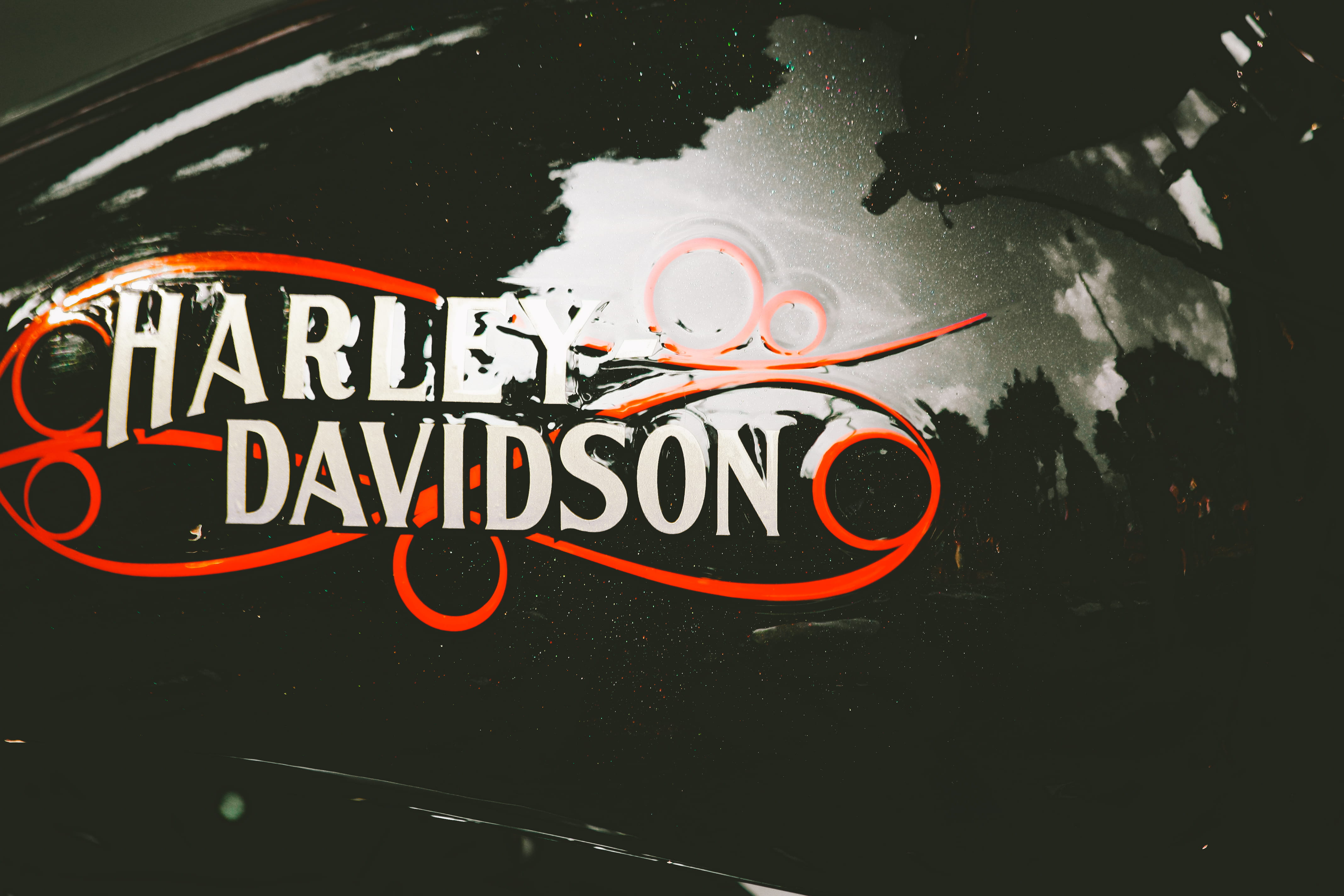 focus, red, dark, transportation, colors, car, architecture, reflection, neon, conceptual, illuminated, motorcycle, close-up, 4K, harley davidson, no people, HD Wallpaper