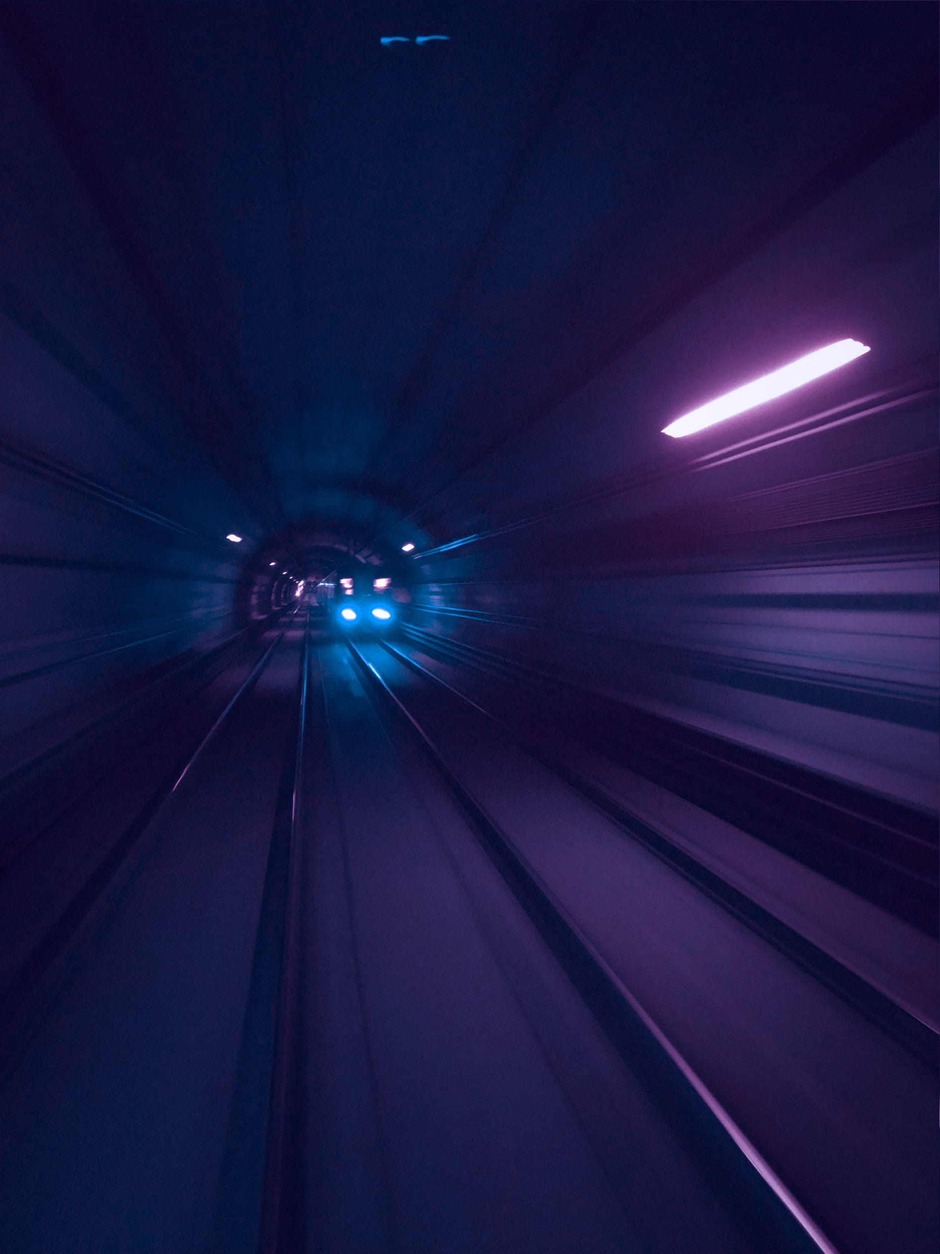 track, direction, rail transportation, night, transportation, bright, mode of transportation, luminosity, 1080P, blur, city, photo, speed, light, railway, Phone HD Wallpaper
