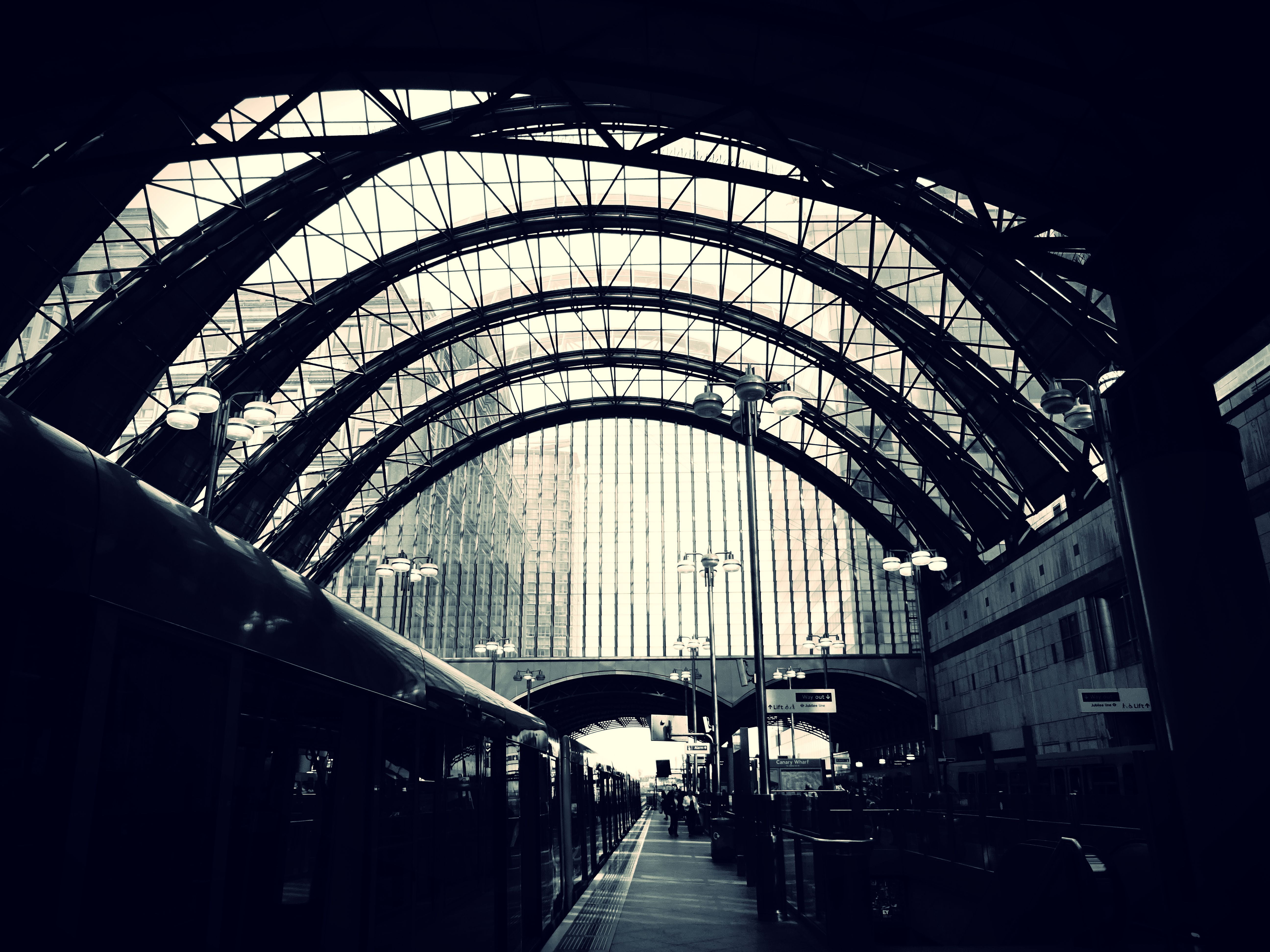 sunlight, subway system, built structure, light, mode of transportation, dark, buildings, outdoors, walking, black and-white, tunnel, railroad station, HD Wallpaper