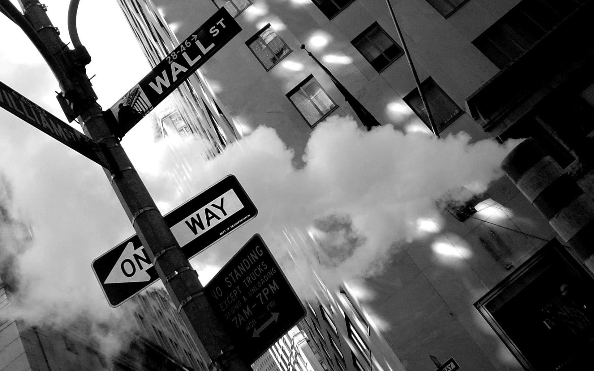 no People, information, outdoors, cloud - sky, 1080P, guidance, building, road Sign, manhattan - New York City, illuminated, architecture, low Angle View, HD Wallpaper