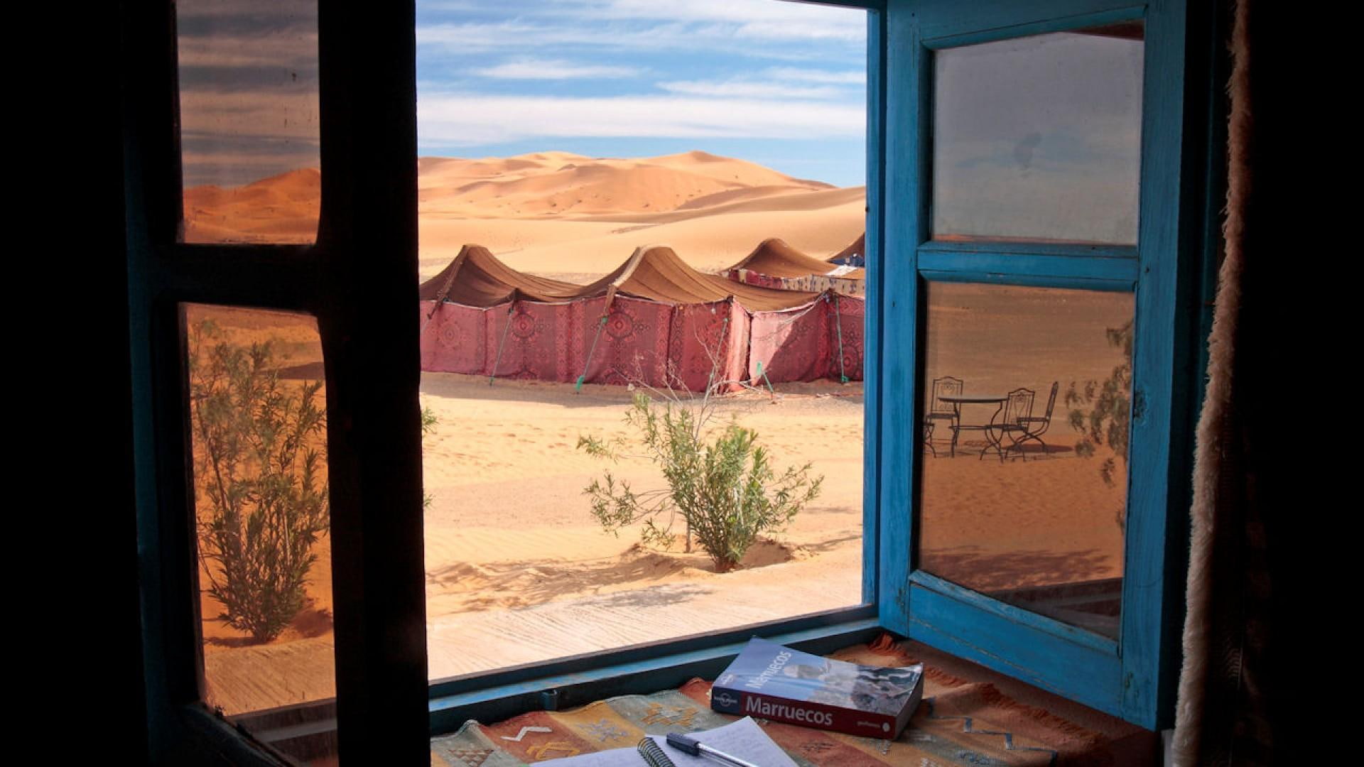 desert, chebbi, marocco, tent, desrt, book, 1080P, erg, thru, nature and landscapes, window, HD Wallpaper