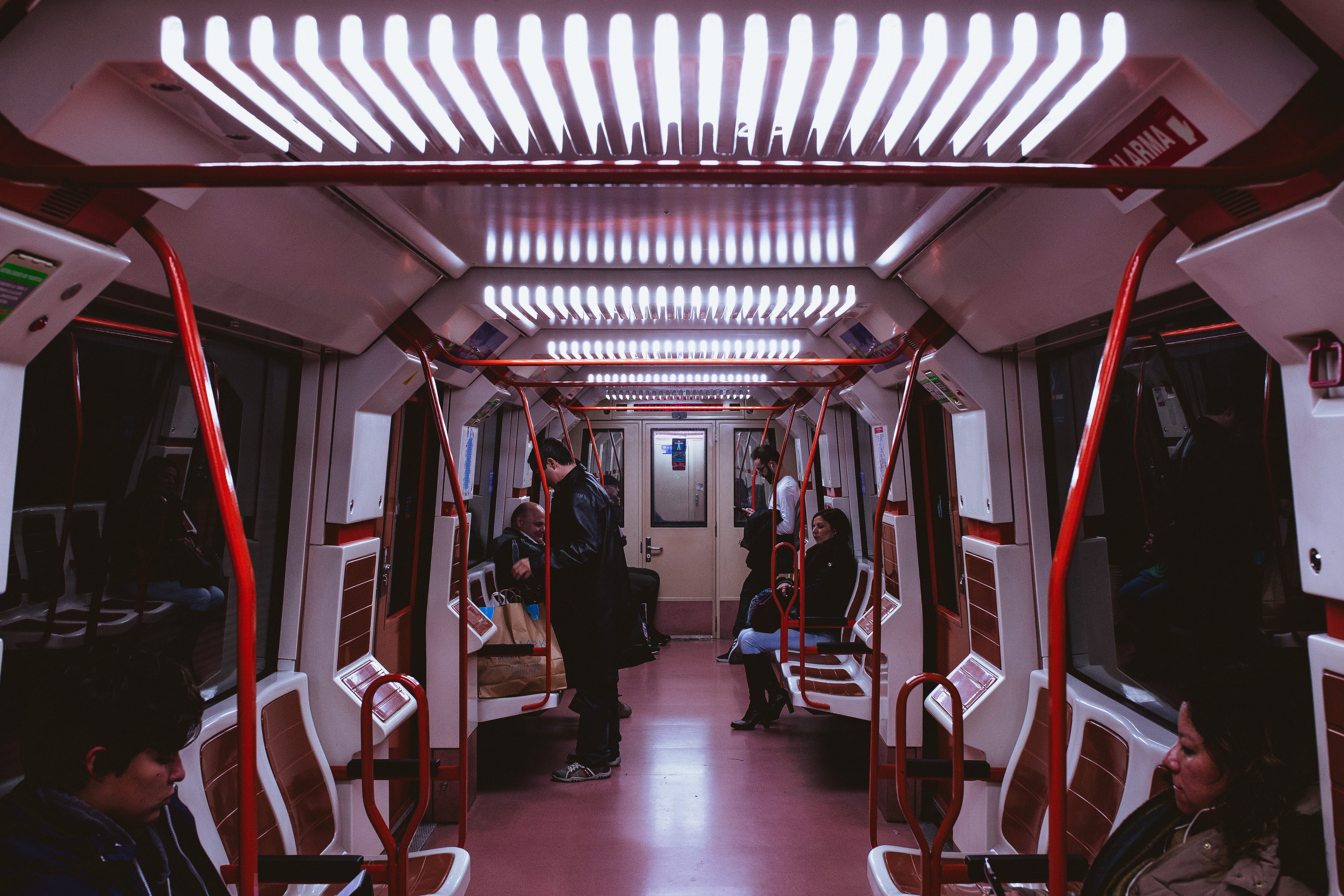 real people, group of people, train, mode of transportation, empty, people, illuminated, seats, vehicle seat, rail transportation, subway train, vehicle interior, HD Wallpaper