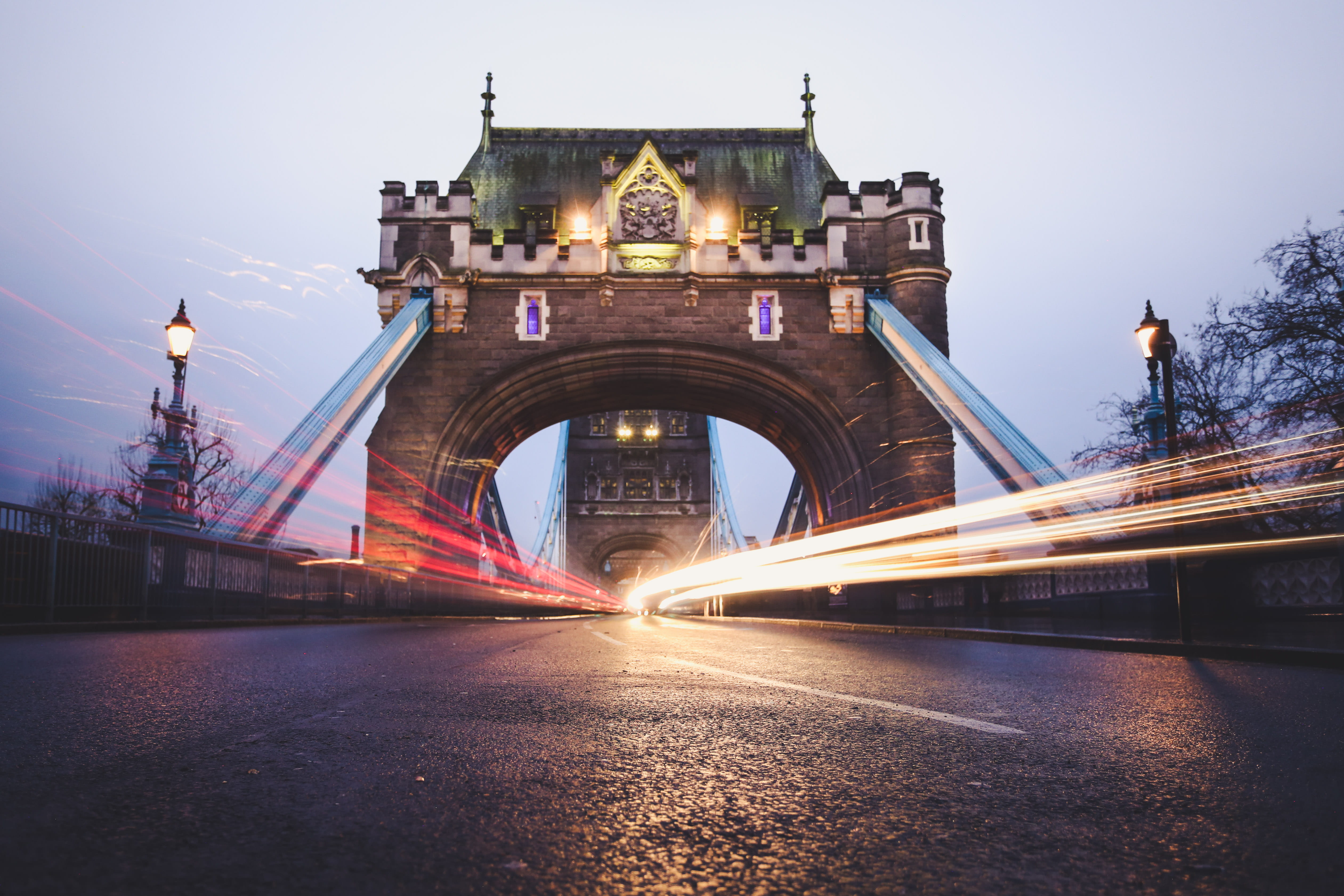 motion, architecture, road, trees, outdoors, timelapse, long exposure, photography, bridge - man made structure, sky, illuminated, built structure, arch, HD Wallpaper