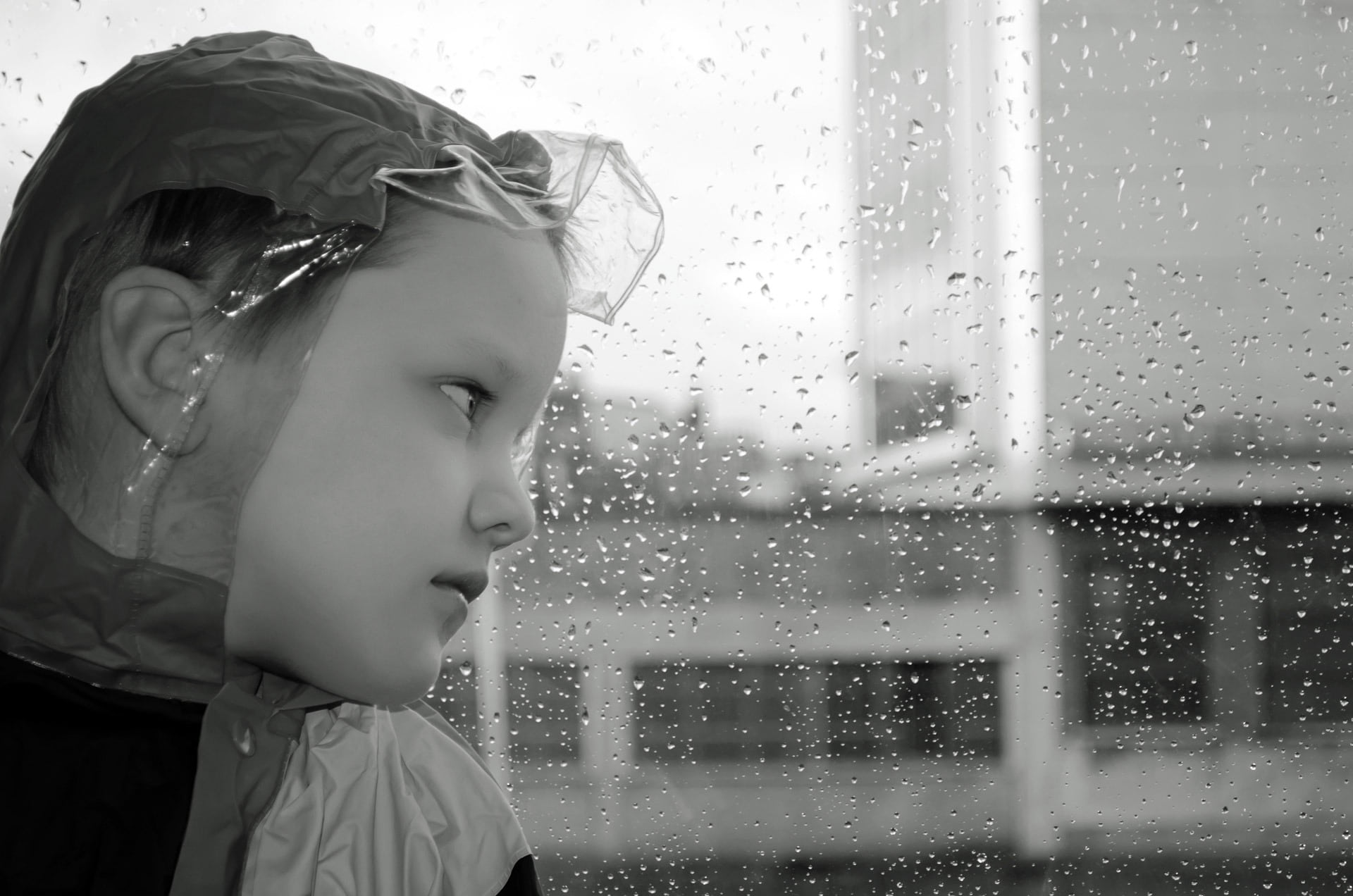 childhood, raindrop, glass, look, boy, thru, bored, girl, rainy season, headshot, people, raindrops, rain, transparent, women, indoors, wet, water, clouds, HD Wallpaper