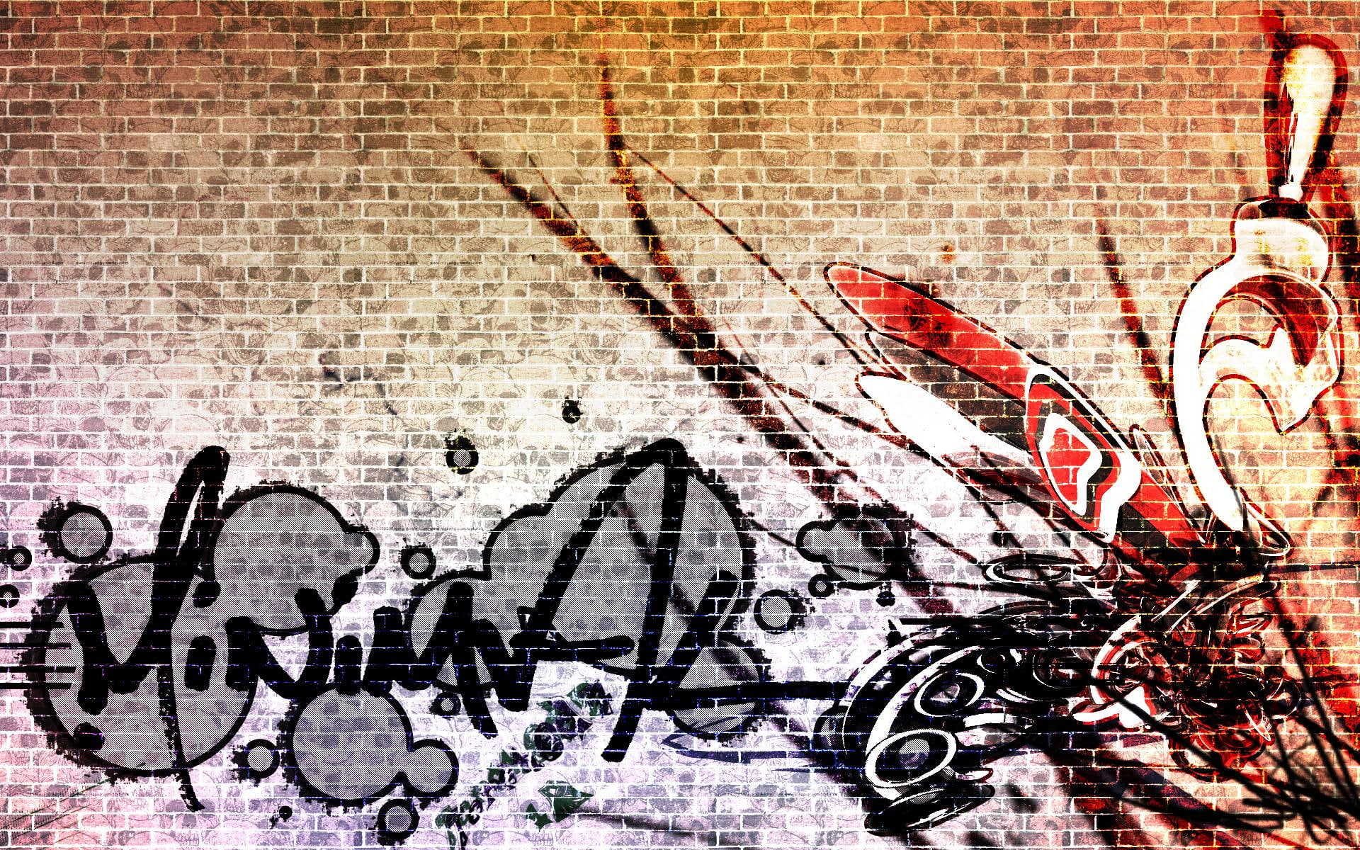 graffiti, digital/artwork, 1080P, brick, hd, HD Wallpaper