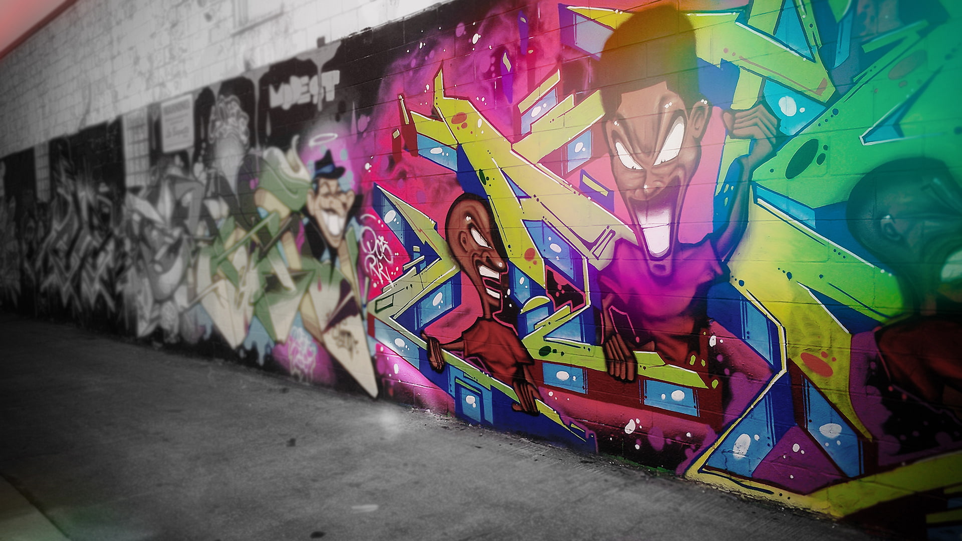graffiti, brick, hd, digital/artwork, wall, 1080P, HD Wallpaper