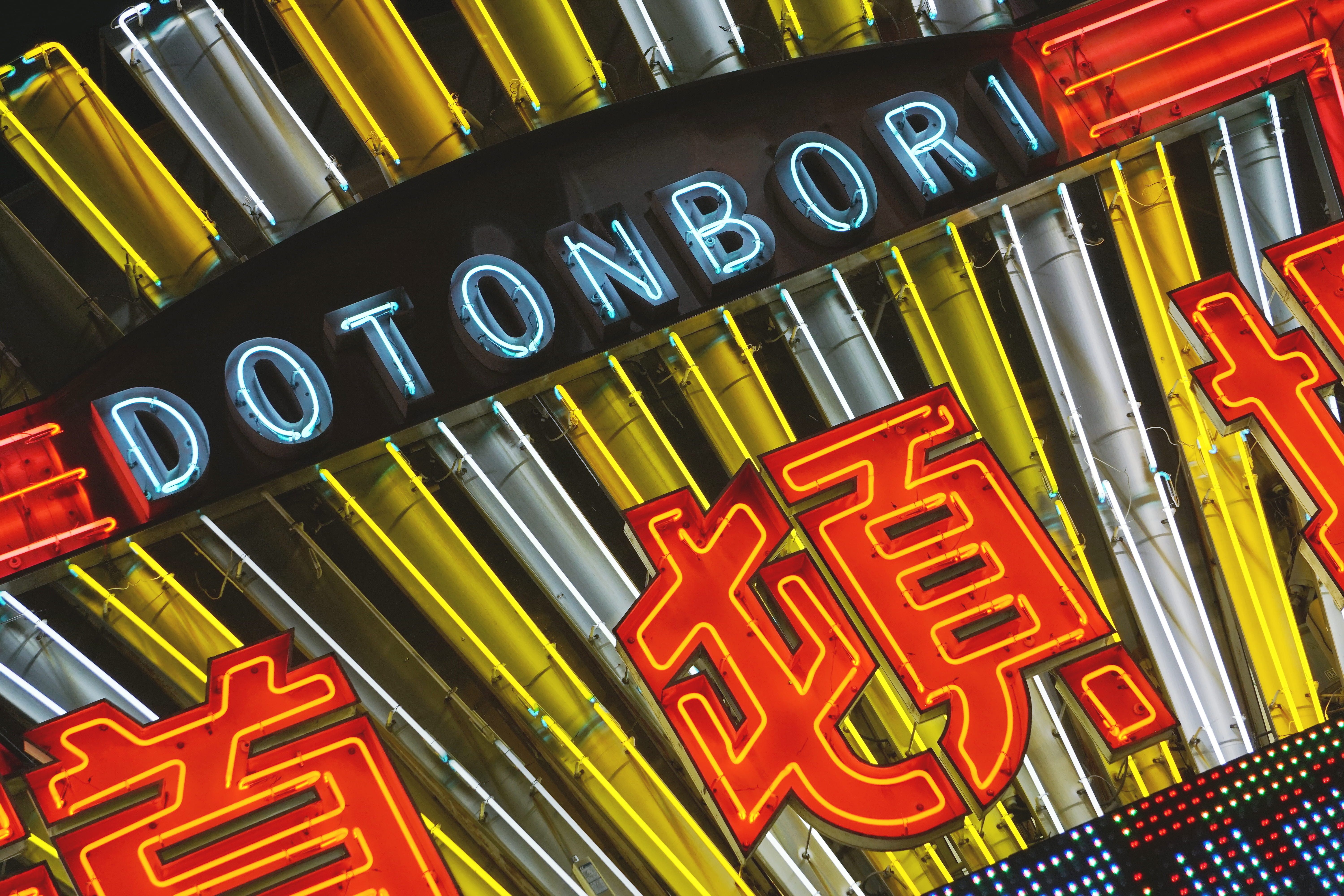 city, single Word, text, nightlife, dotonbori, 5K, asia, evening, sign, shop, neon, store, multi Colored, business, light, street, osaka, japan, neon Light, HD Wallpaper