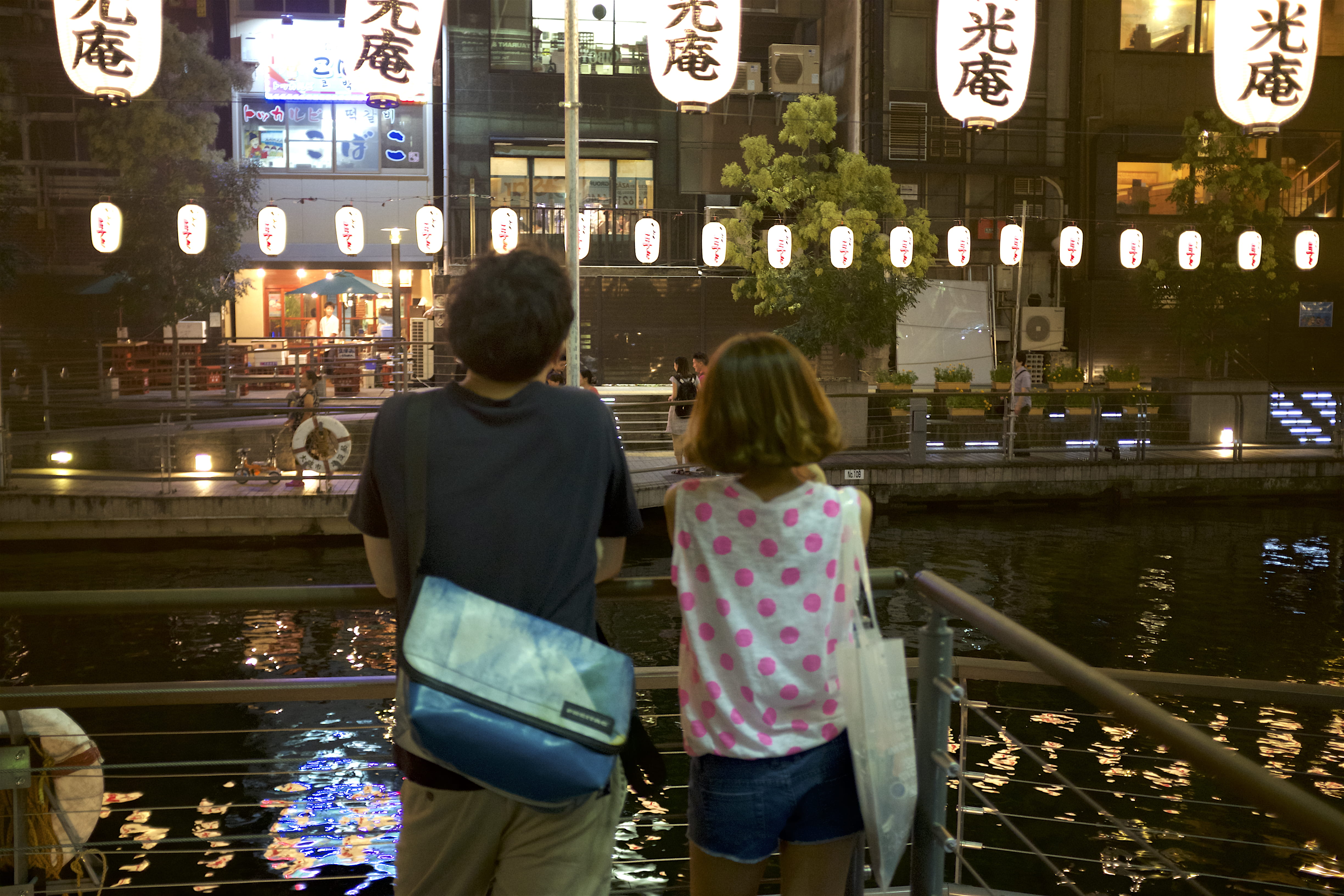 adult, japan, leisure activity, two people, people, canal, asia, osaka, illuminated, rear view, females, sister, matsuri, togetherness, real people, night, HD Wallpaper