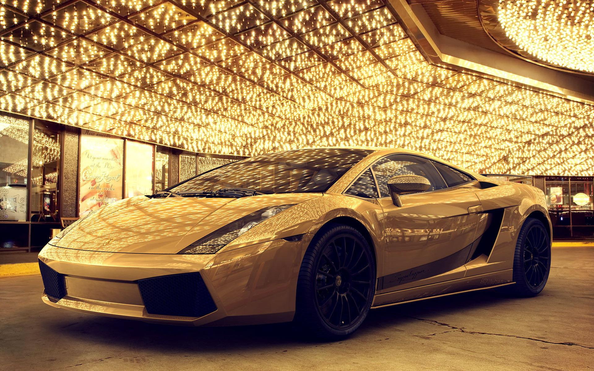 gold, las, lamborghini, cars, vegas, 1080P, HD Wallpaper