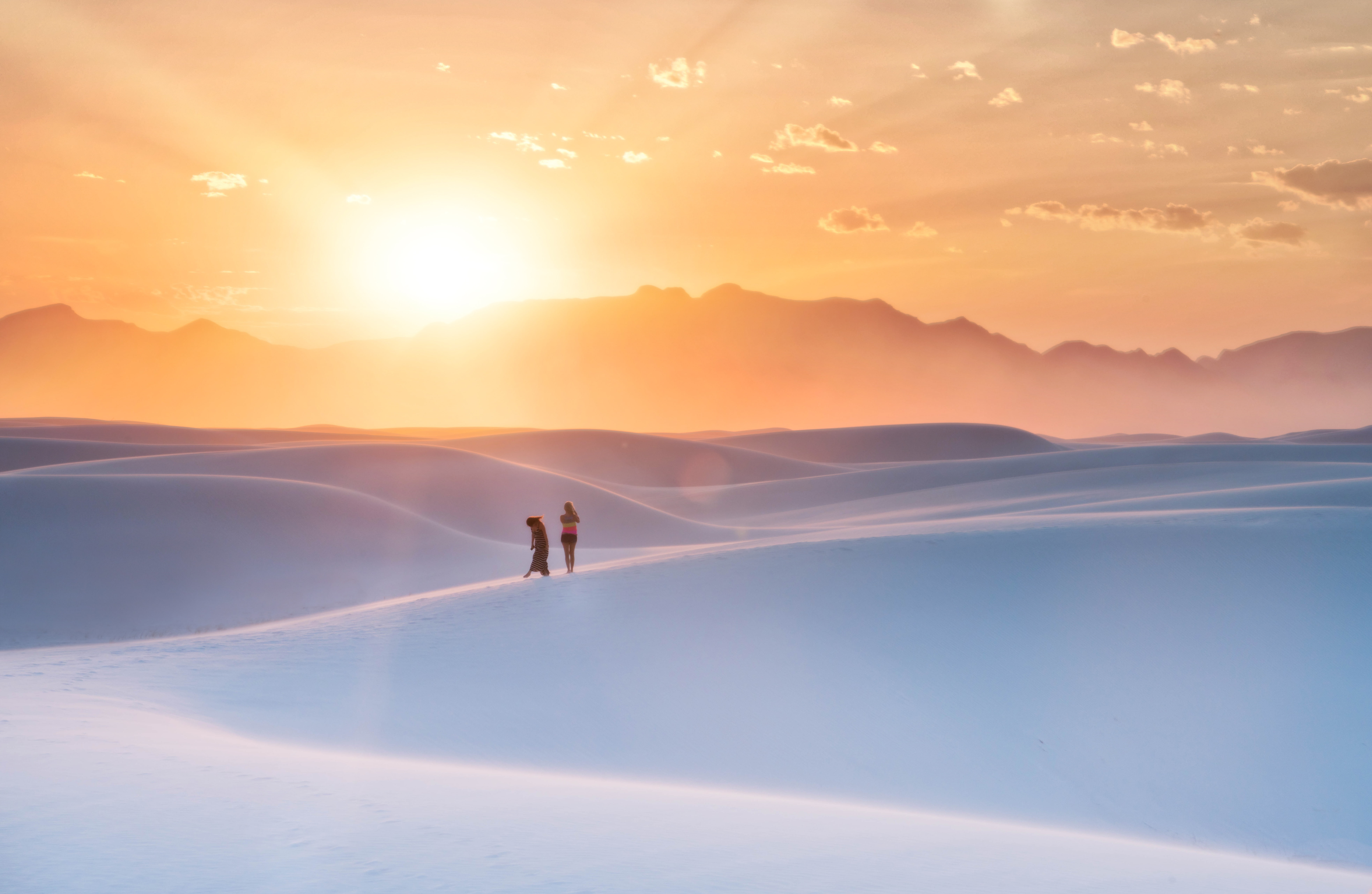 Sunlight, 4K, People. New Mexico, Dunes, 8K, Desert, 8K, HD Wallpaper