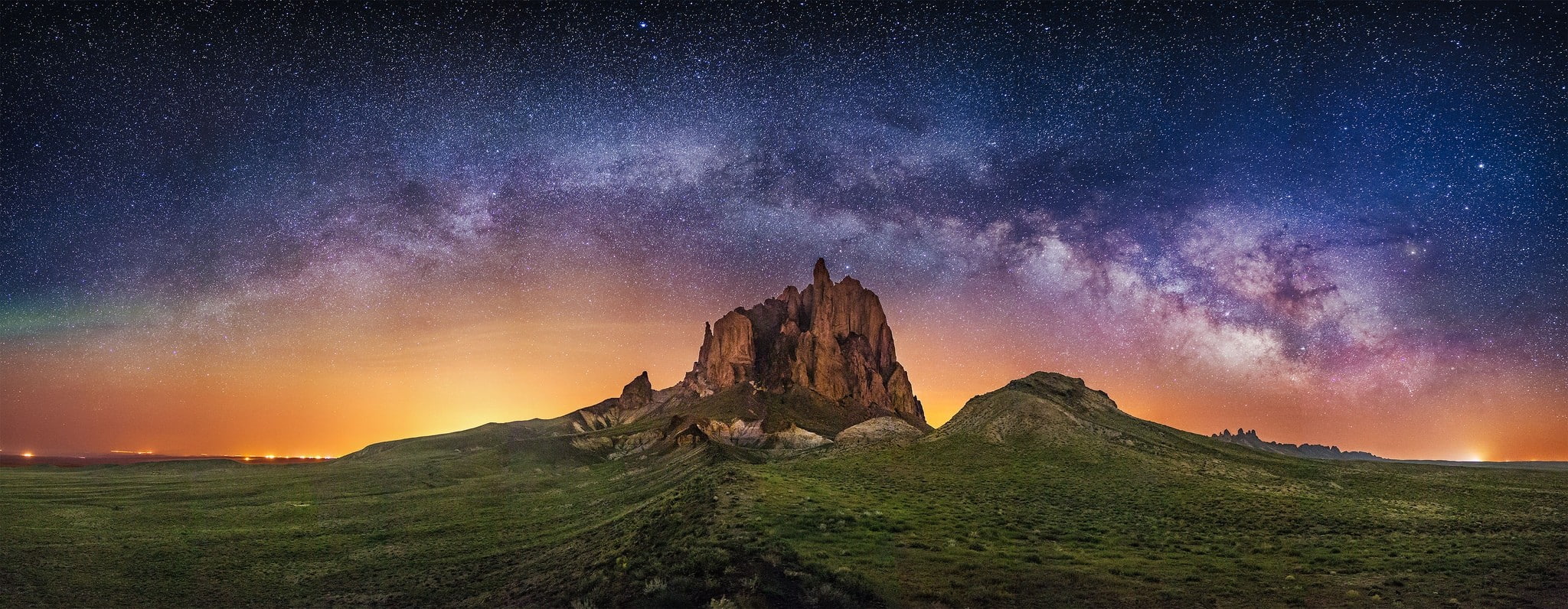 New Mexico, photography, 1080P, lights, landscape, rock, galaxy, long exposure, nature, starry night, Milky Way, HD Wallpaper