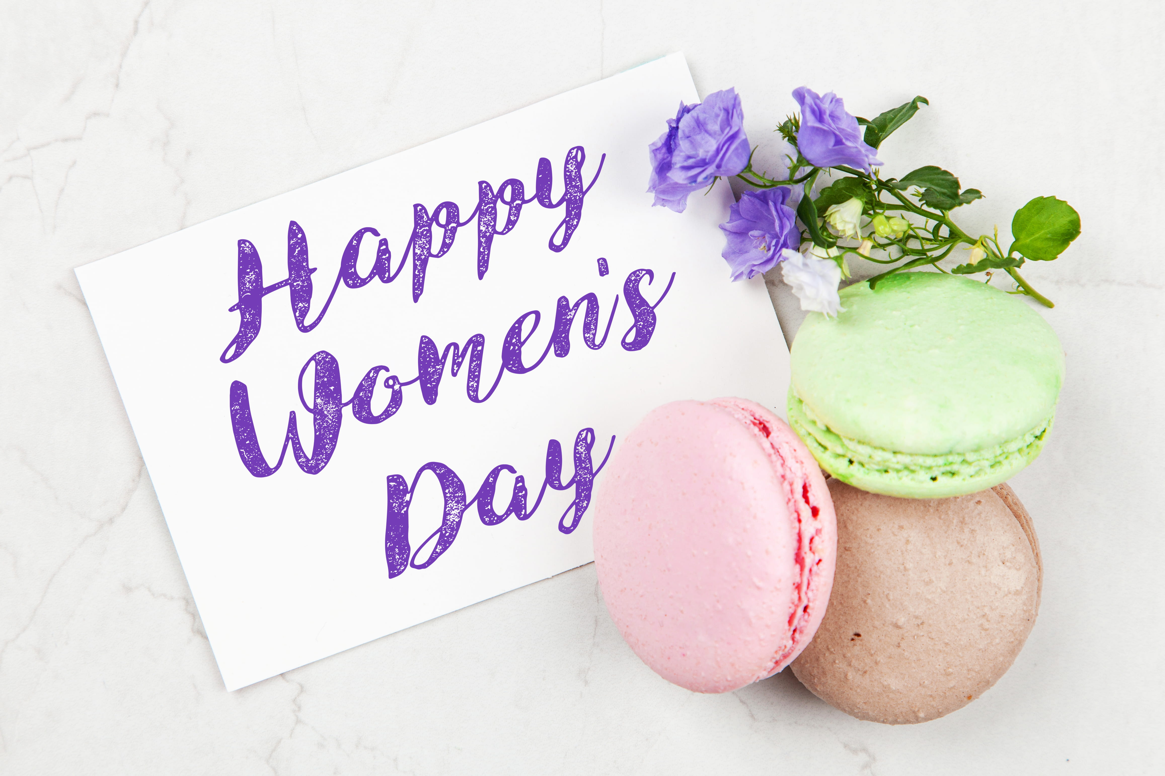 delicious, three, high angle view, table, message, handwritten, celebration, greeting, sweet food, food, pink color, flowers, macaroon, colorful, no people, HD Wallpaper