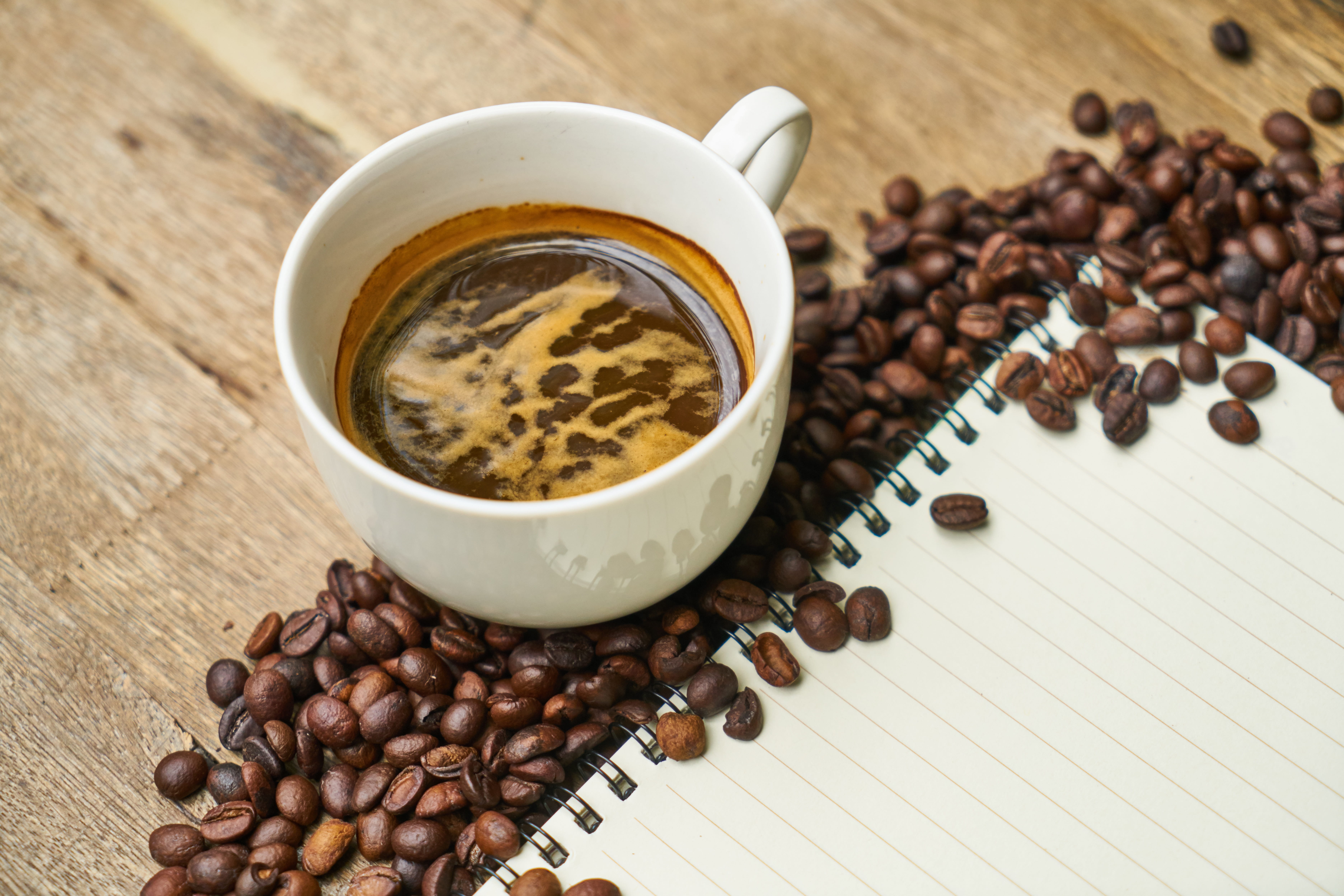note, note book, refreshment, hot drink, food and drink, diet, coffee - drink, drink, delicious, healthy lifestyle, to write, crockery, large group of objects, HD Wallpaper