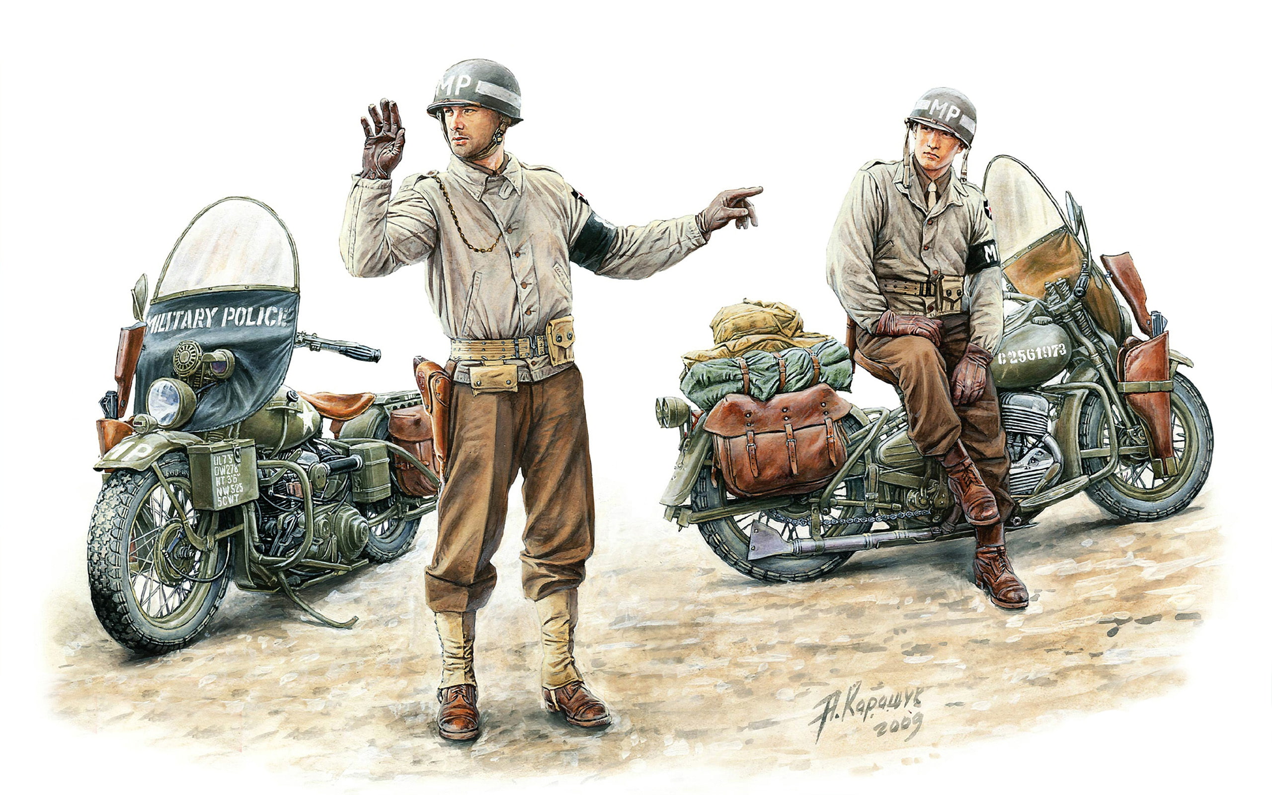 real people, front view, mode of transportation, lifestyles, white background, military, motorcycles, U.S. Military Police, standing, 1942., day, land vehicle, HD Wallpaper