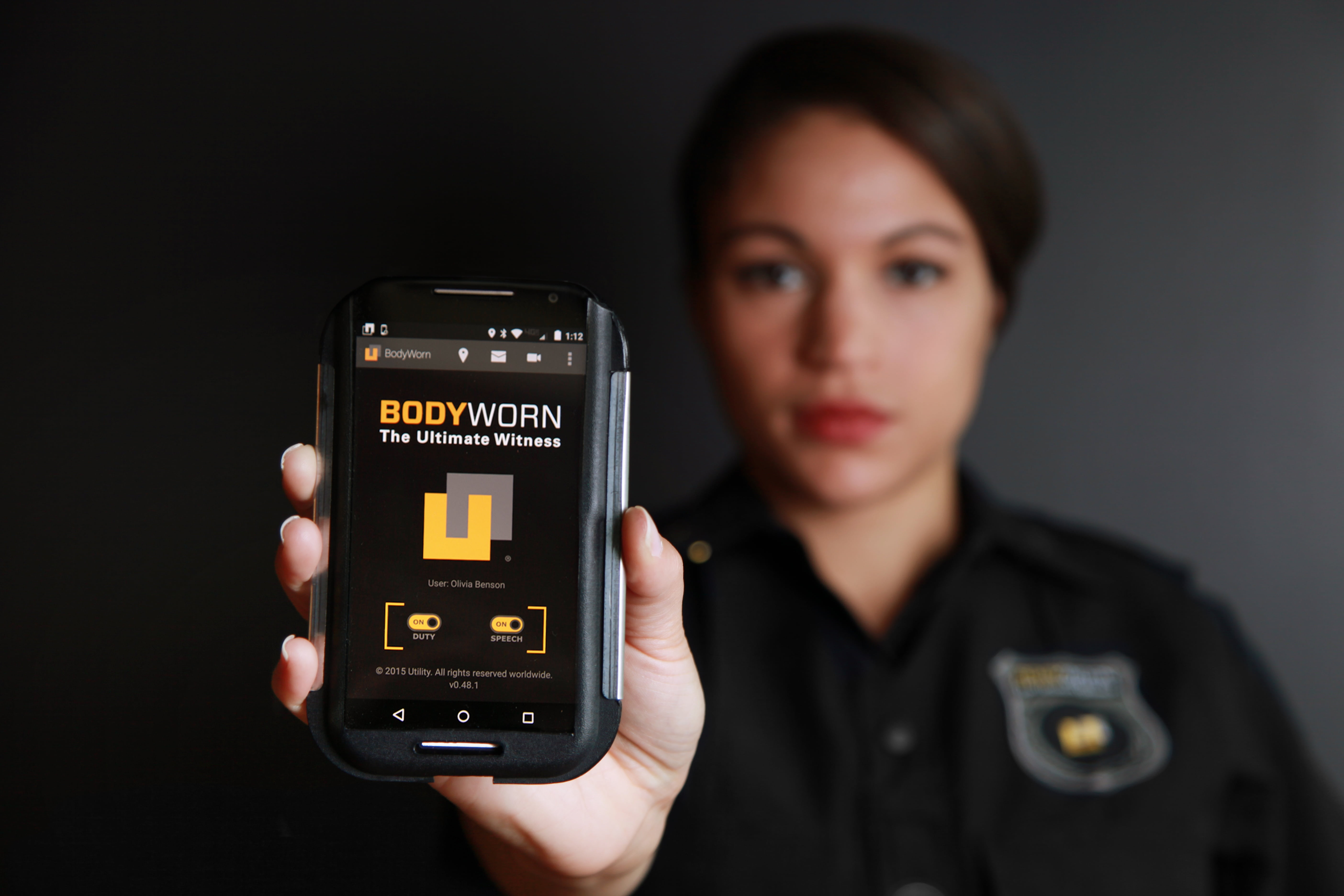 patrol, tech, black background, protection, guard, person, on-body camera, technology, front view, profession, headshot, safety, police officer, cops, holding, HD Wallpaper