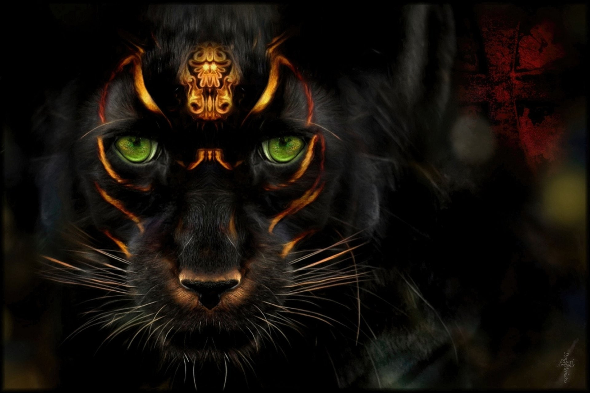 close-up, no people, black background, one animal, 1080P, animal eye, front view, Green Eyes, Animal, whisker, mouth open, fear, animal body part, spooky, HD Wallpaper