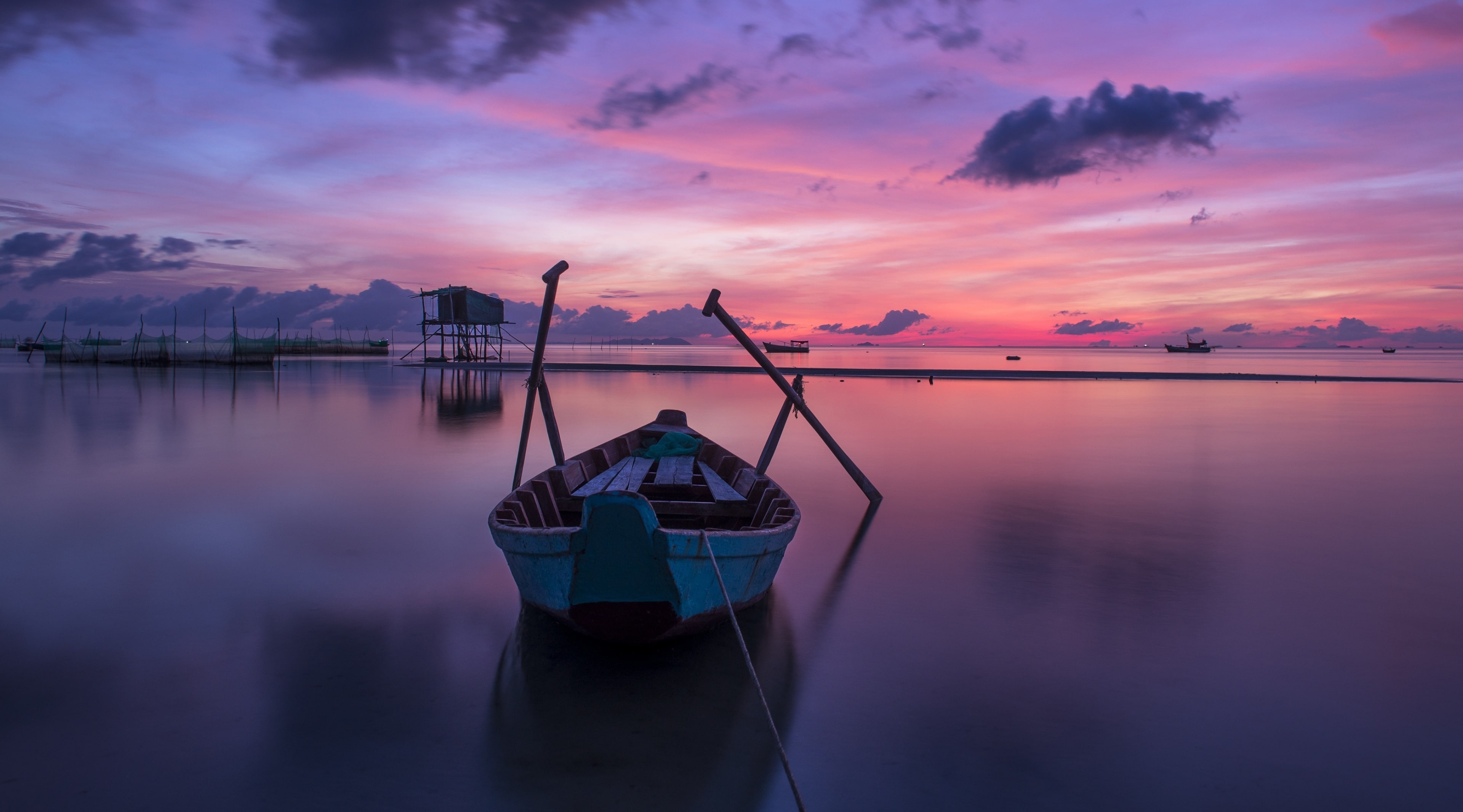 Asia, fishing boat, Nature, landscapes beautiful, nautical vessel, Weather, 4K, no people, Landscape, Wave, Ocean, tranquil scene, Color, beauty in nature, HD Wallpaper