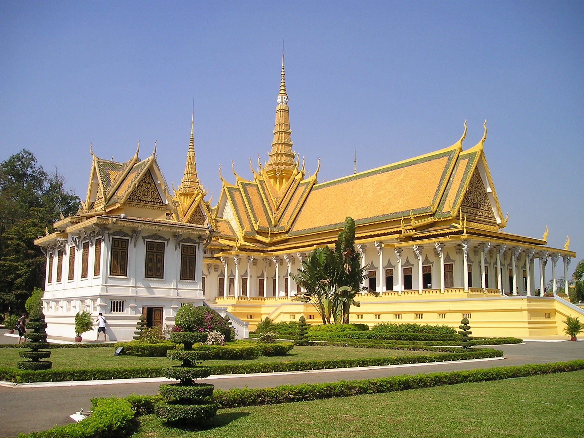 ornate, buddhism, clear sky, royal palace, building exterior, blue, buddha, beige, building, bangkok, hof, king, architecture, palace, cultures, thailand, HD Wallpaper