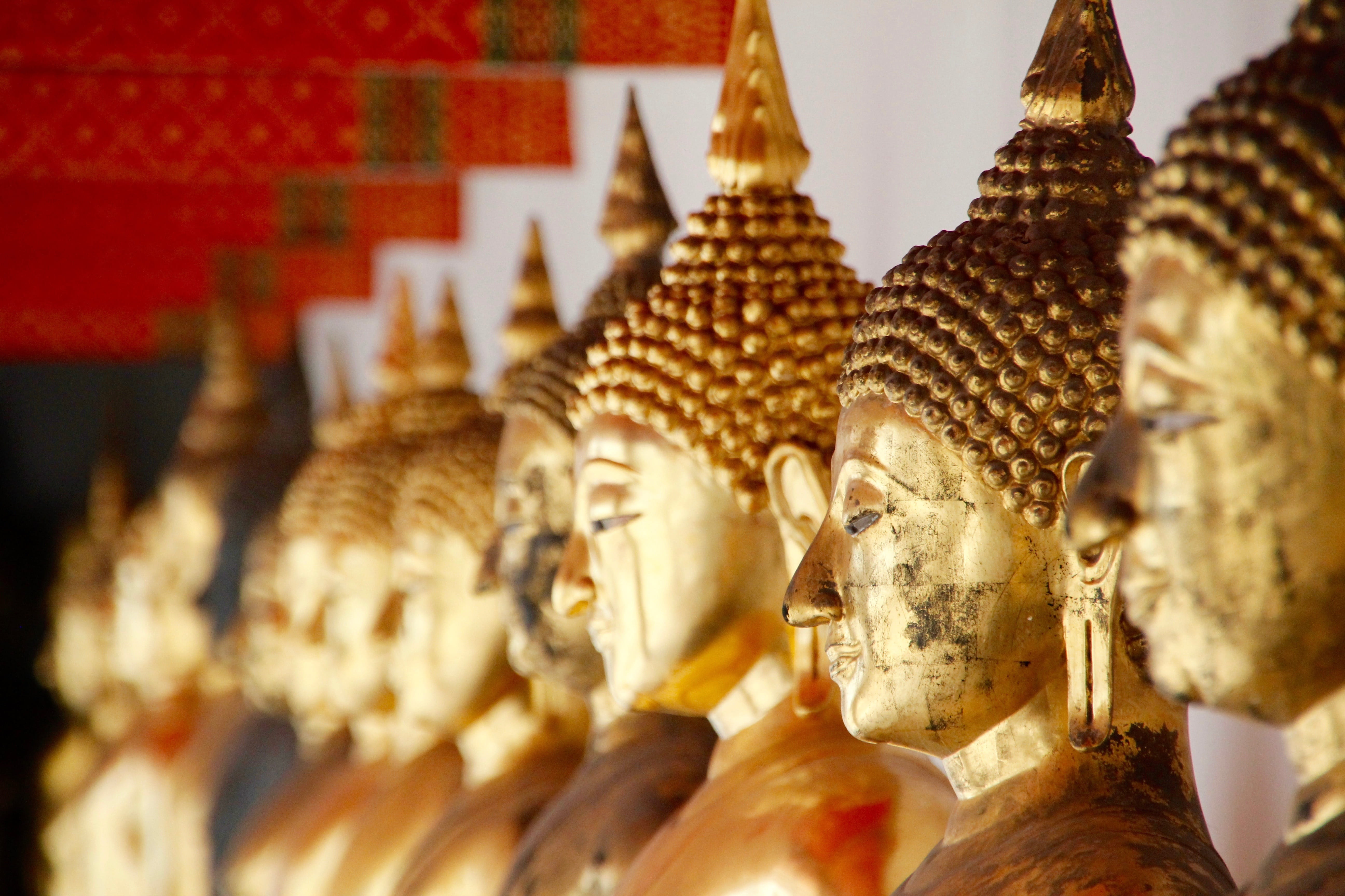 buddhist, place of worship, temple, Buddha, thailand, shrine, religion, human representation, statue, building, male likeness, sculpture, Gold, asia, no people, HD Wallpaper