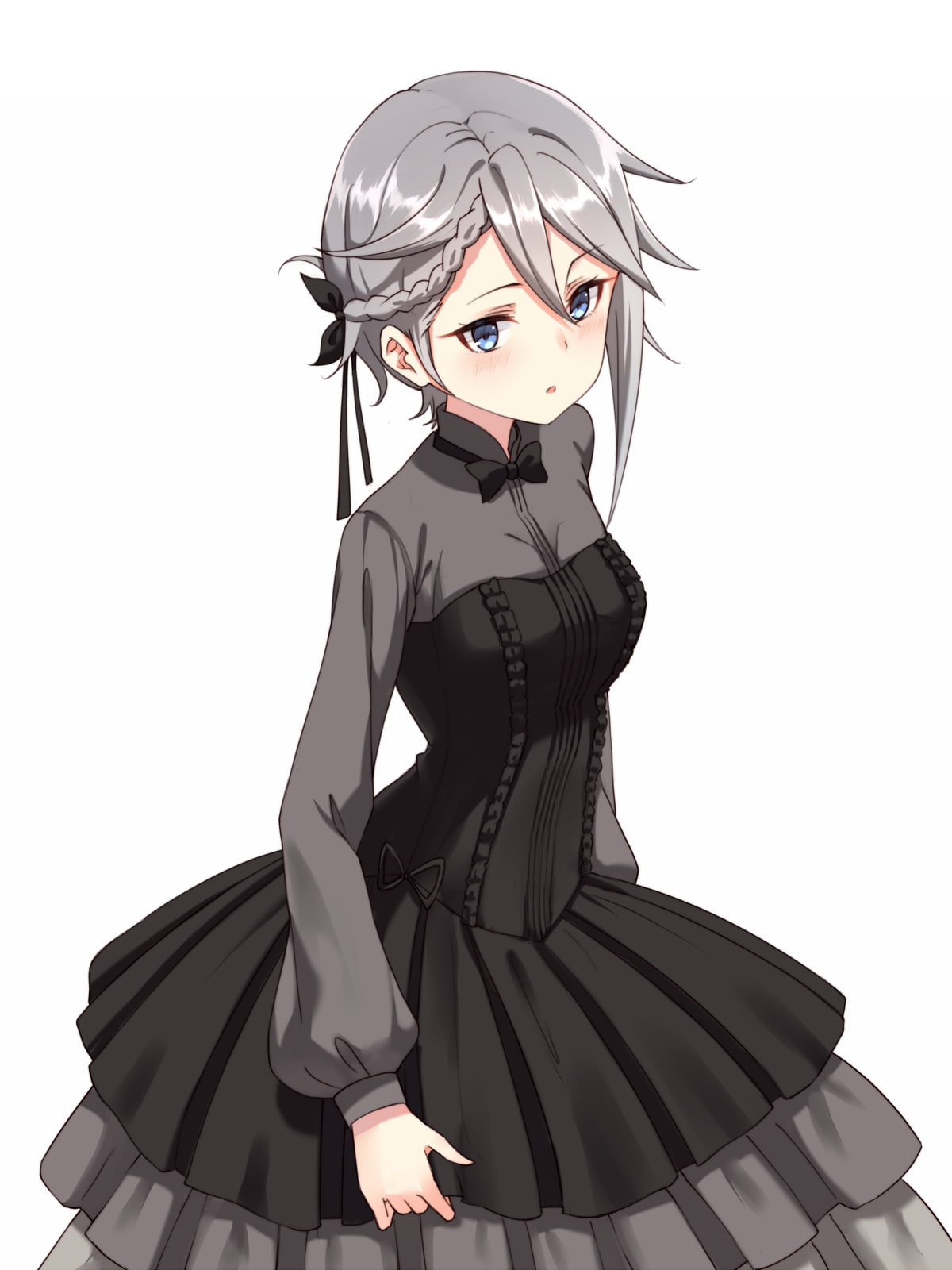 anime girls, Ange (Princess Principal), grey hair, simple background, anime, 720P, open mouth, Princess Principal, short hair, Phone HD Wallpaper