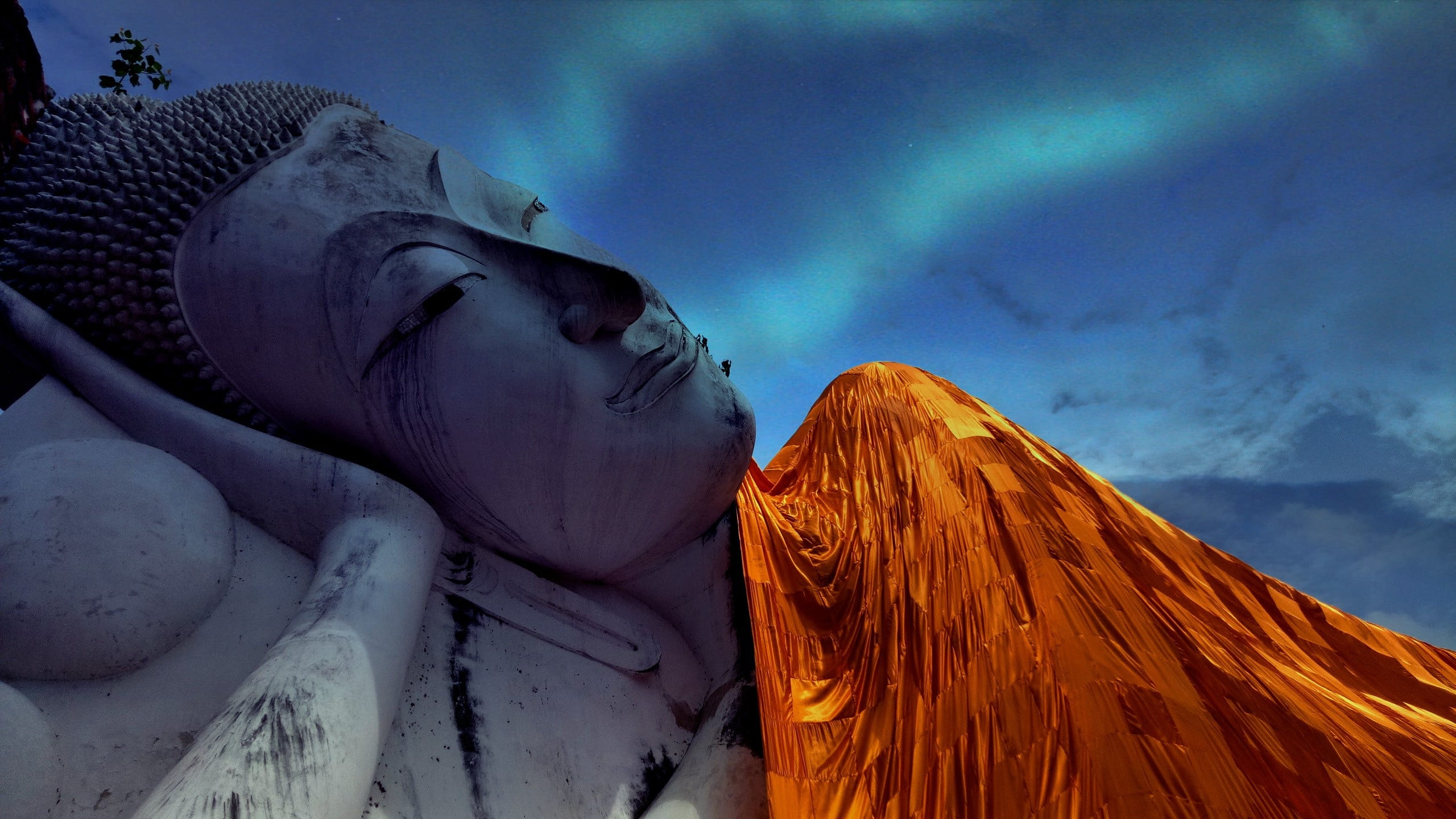 2K, wat khun inthapramun, travel, figurine, cloud - sky, no people, representation, belief, art and craft, mountain, travel destinations, sky, reclining buddha, HD Wallpaper