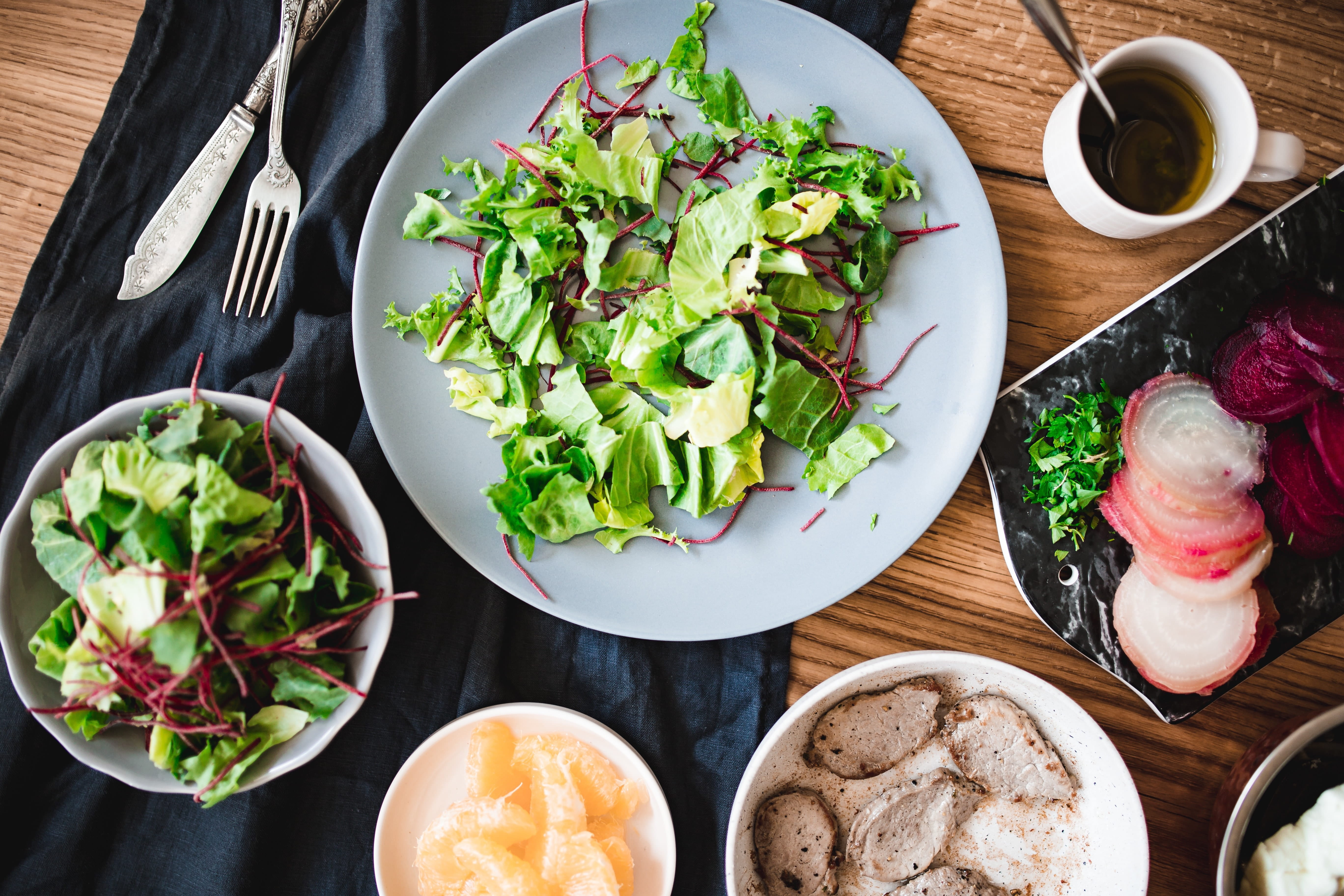 garnish, salad, healthy eating, vegan, freshness, food, preparing, indoors, ready-to-eat, high angle view, table, healthy, eating utensil, directly above, HD Wallpaper