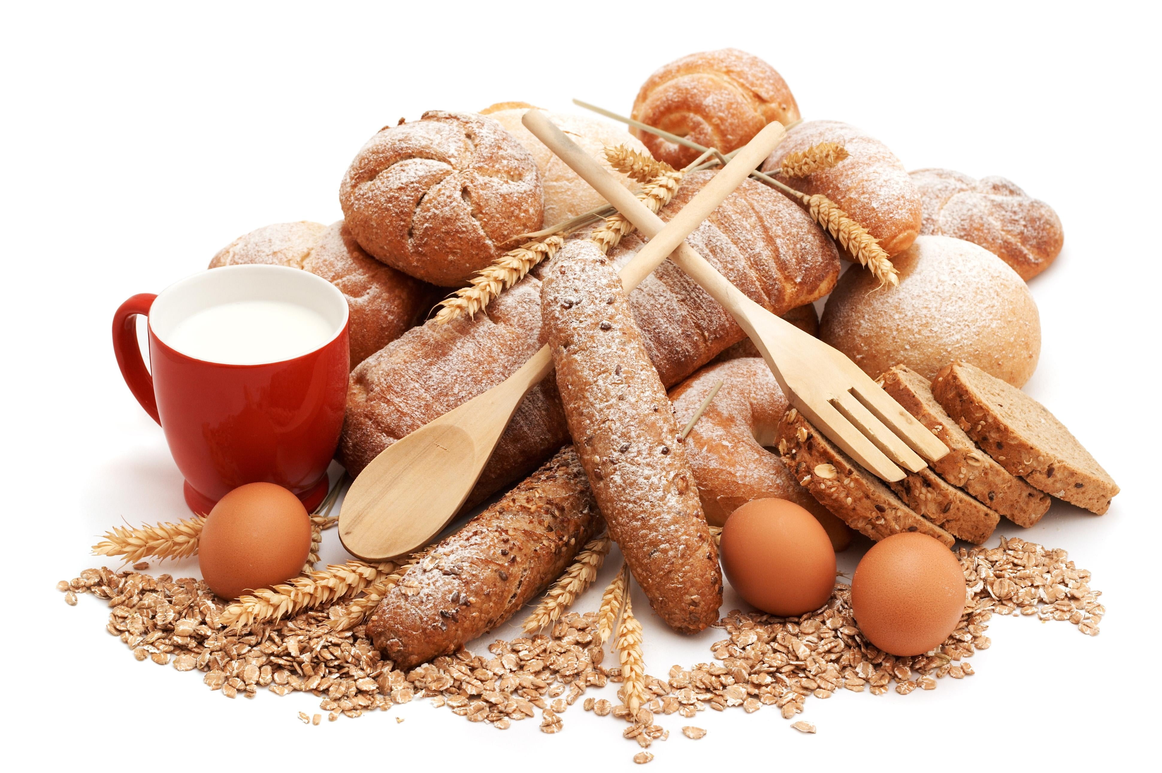 pastry, wellbeing, bakery, lot, flour, loaf of Bread, bun, dairy product, indoors, cultures, cereal Plant, baking, batch, white background, organic, seed, HD Wallpaper