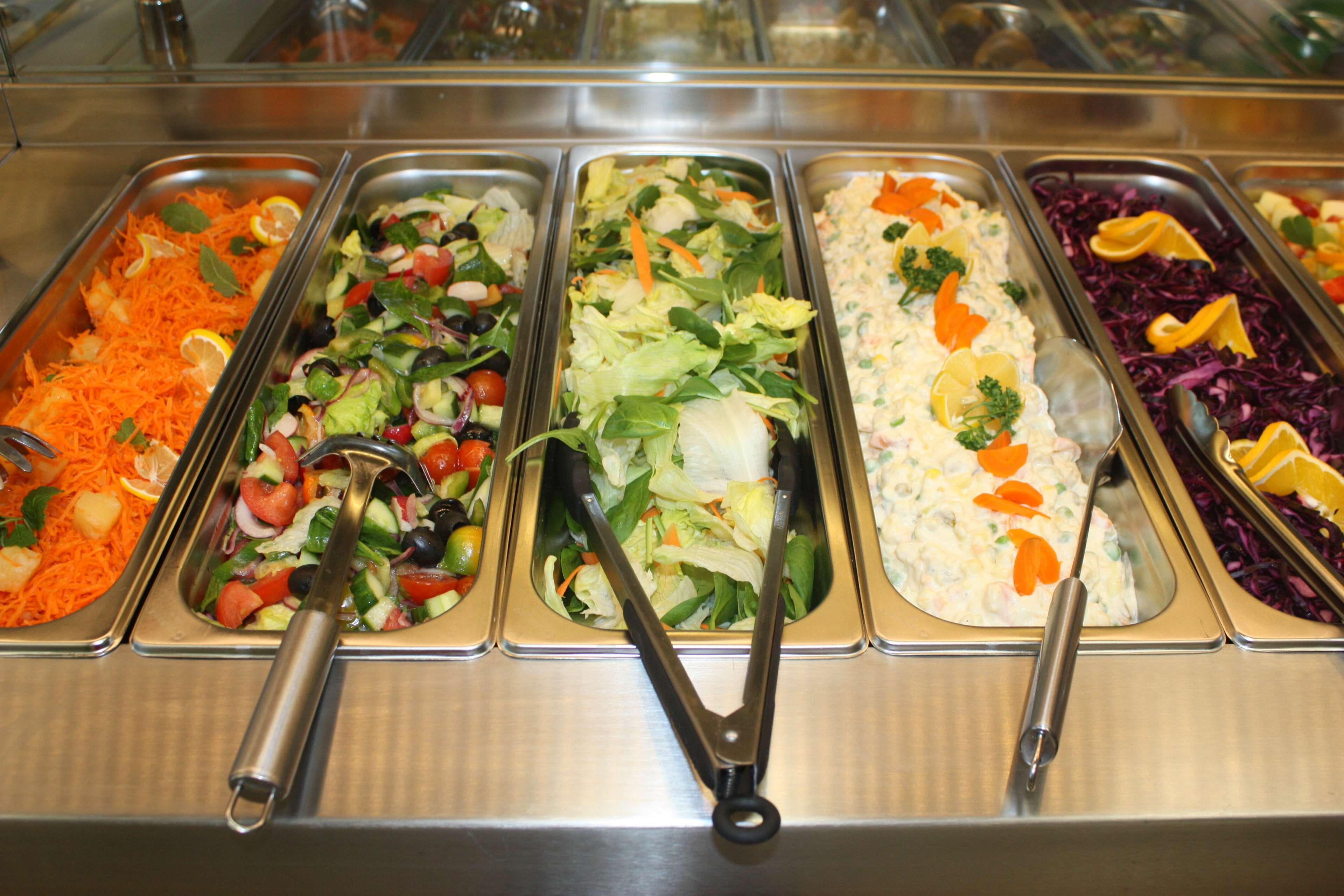 tray, ready-to-eat, steel, salad, self service, freshness, restaurant, vegetables, dinner, indoors, food, restauran, organic, household equipment, fruits, HD Wallpaper