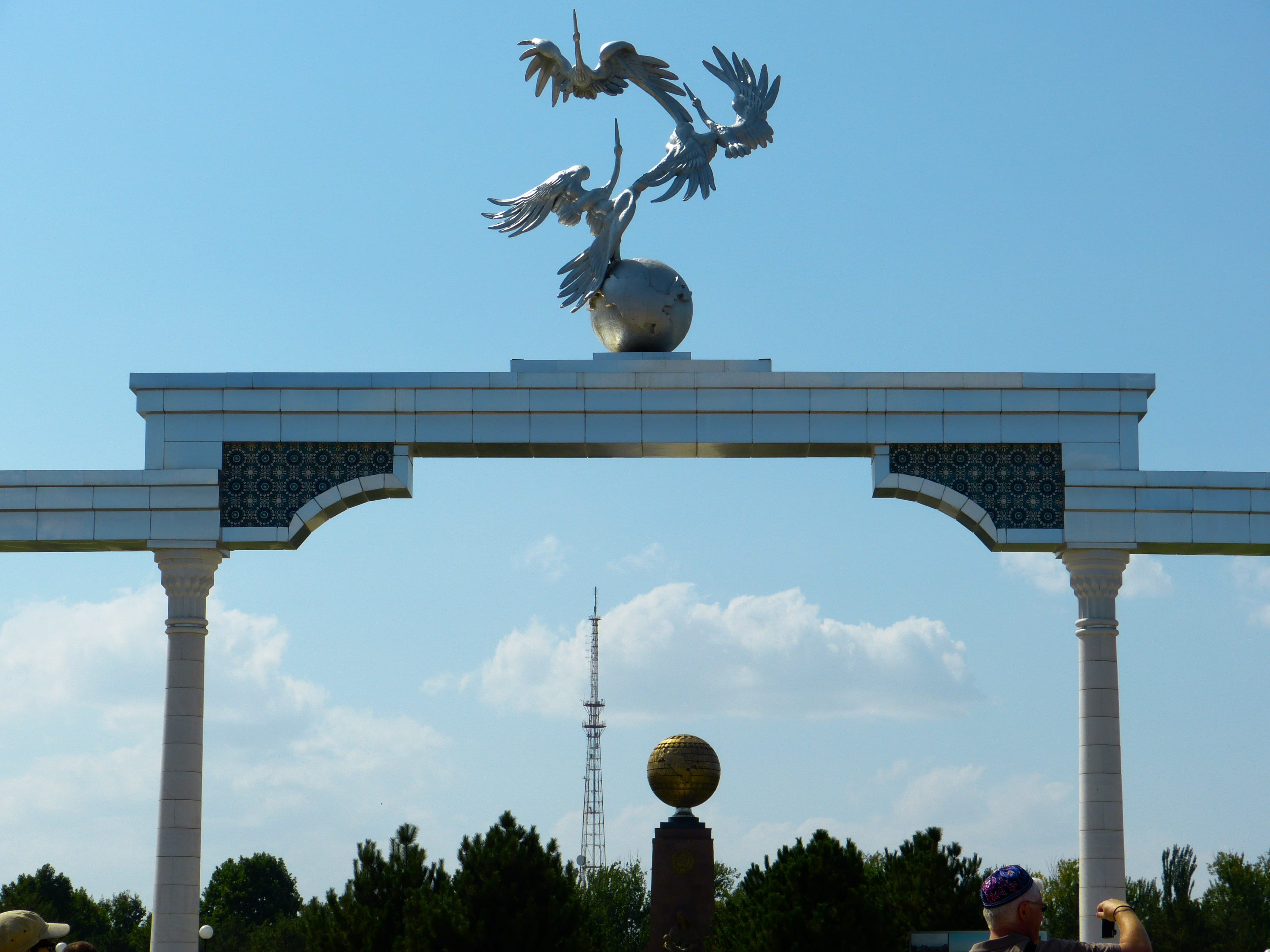 monument, tree, tashkent, art and craft, independence square, day, built structure, sky, sculpture, travel destinations, animal representation, no people, HD Wallpaper