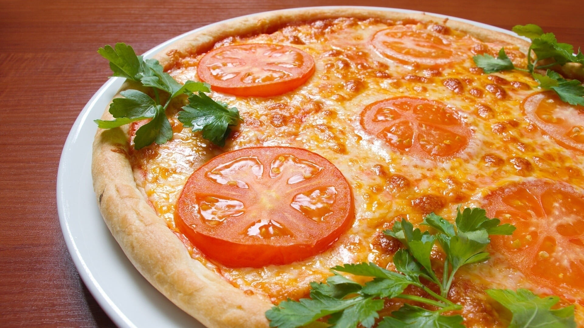 food and drink, garnish, herb, food, leaves, leaf, dill, pizza, meat, plate, tomato sauce, ready-to-eat, directly above, wellbeing, cheese, mint leaf - culinary, HD Wallpaper