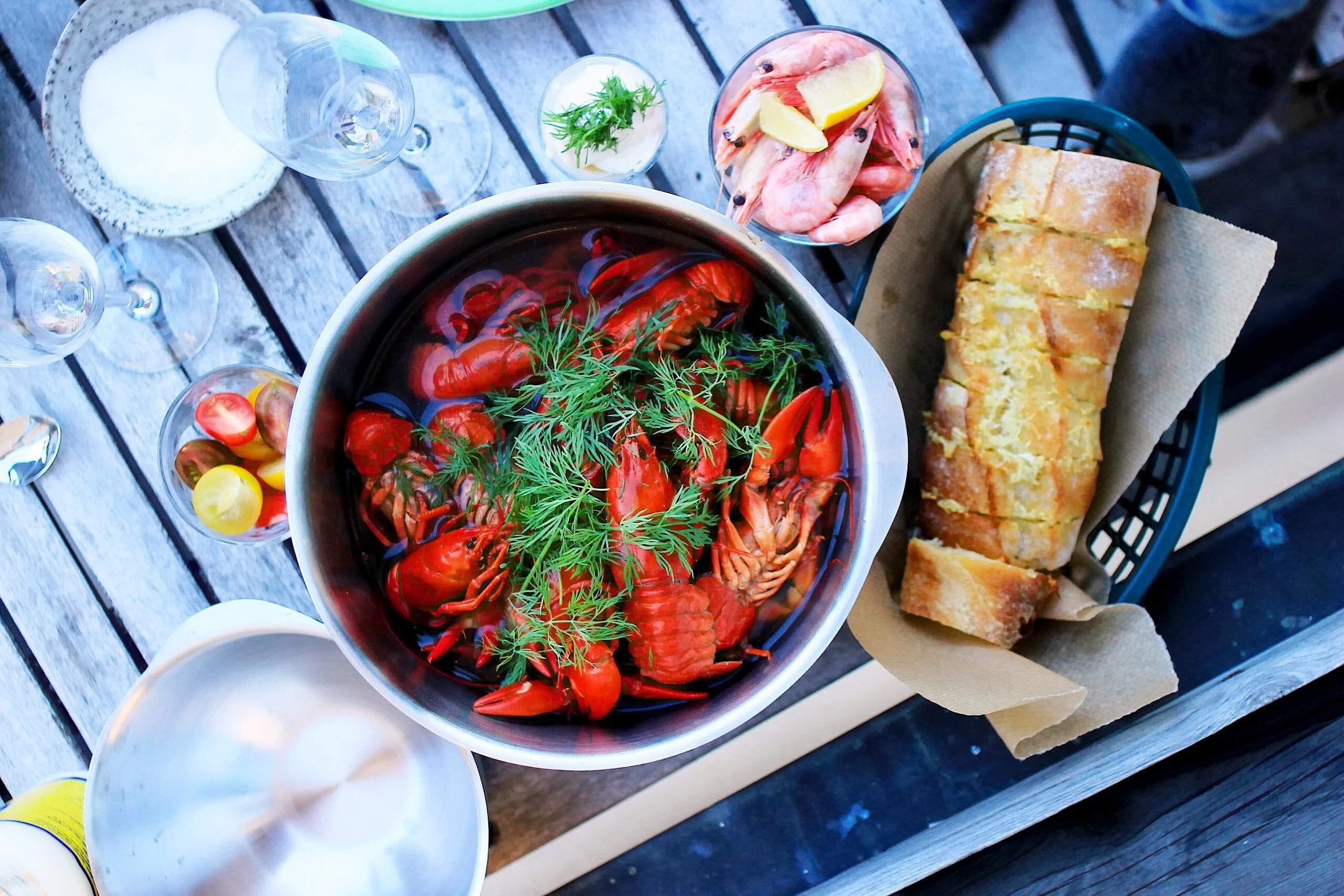 dill, shrimp, dinner, crawfish, bread, 2K, HD Wallpaper