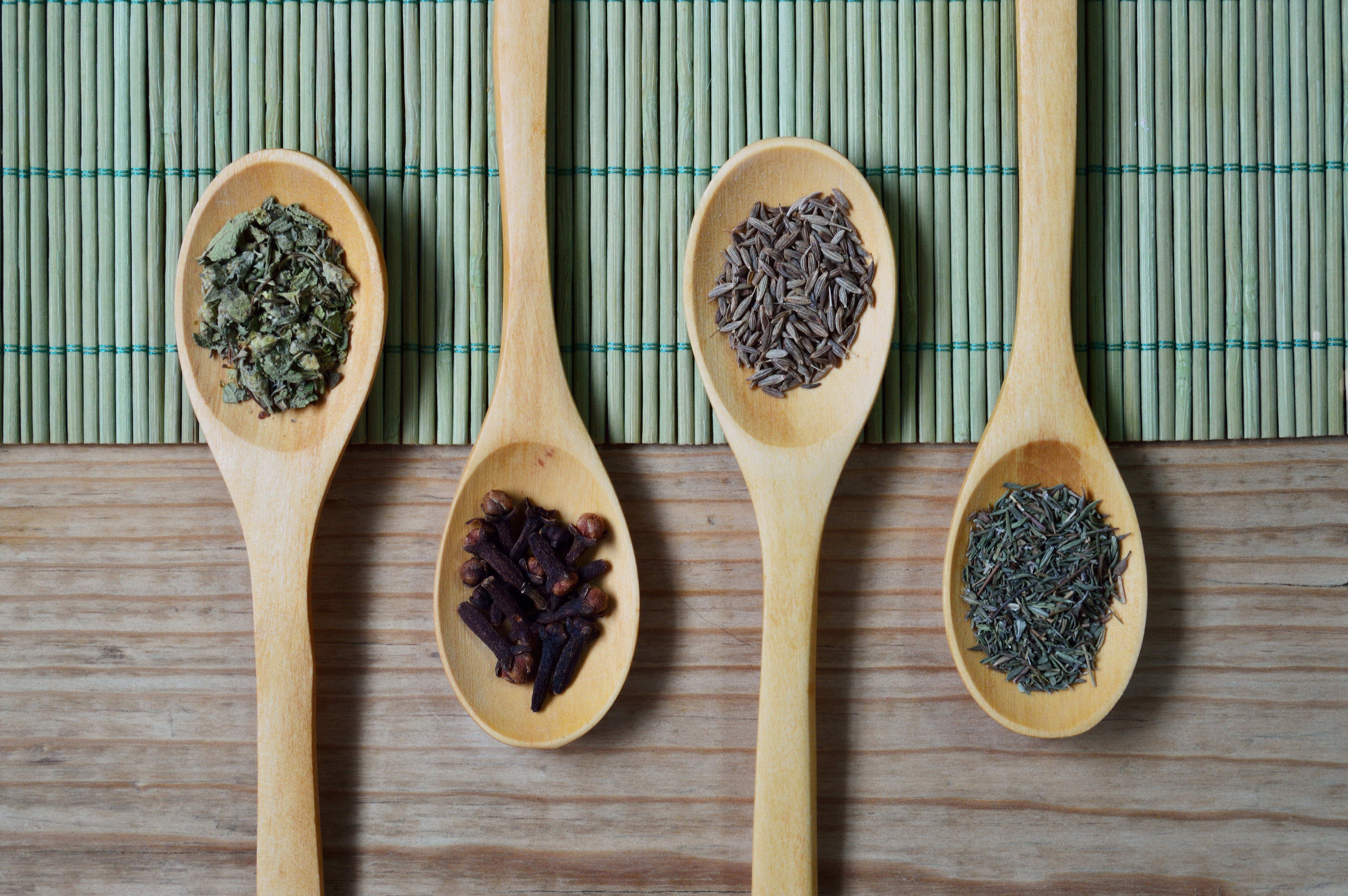 table, spice, chef, texture, oregano, directly above, herb, wooden, no people, seeds, ladle, different, food and drink, dried food, kitchen, ingredient, HD Wallpaper