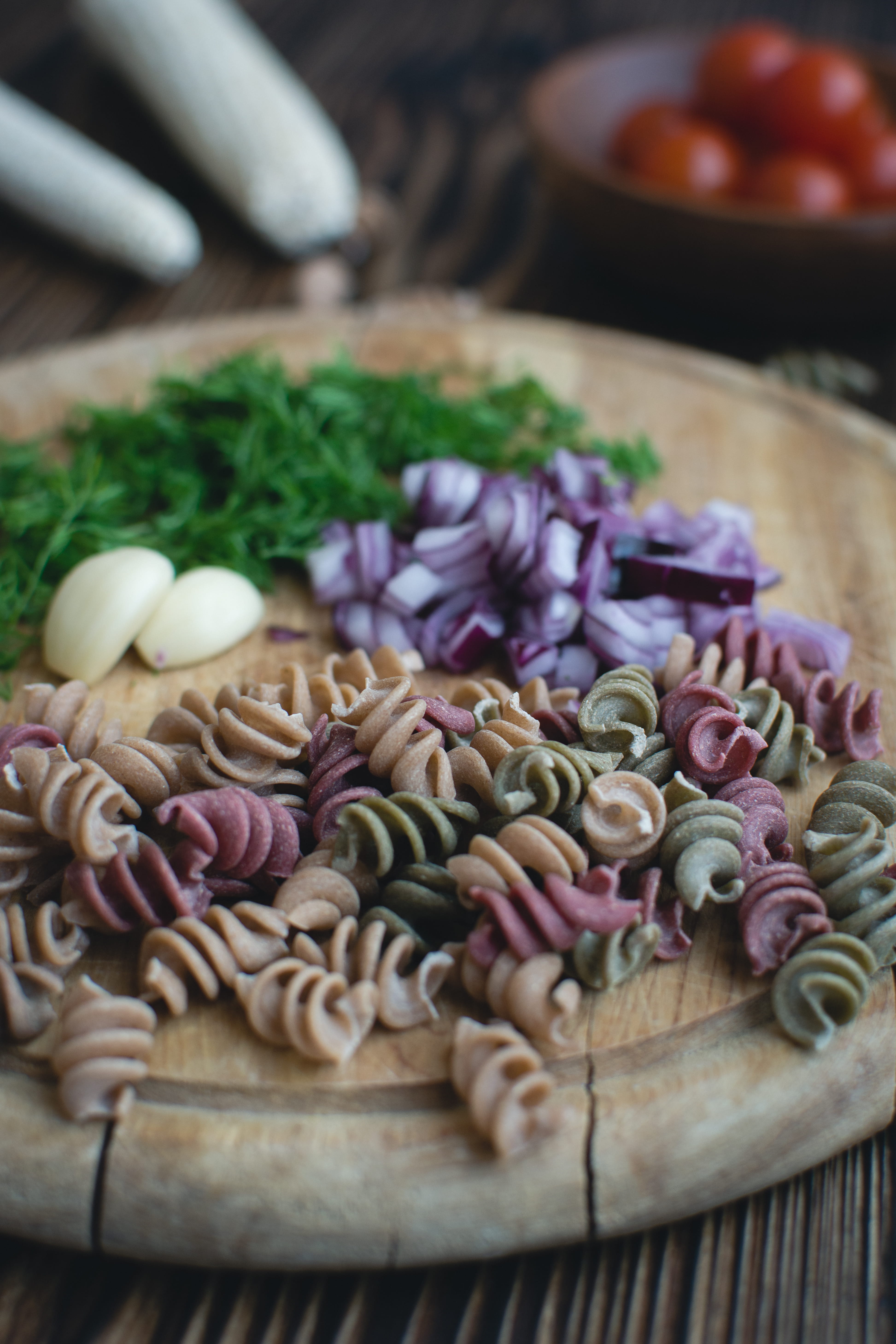 still life, spice, food and drink, wellbeing, vegetable, food, Pasta, table, wood - Material, vegetarian food, gourmet, raw food, dill, selective focus, Phone HD Wallpaper