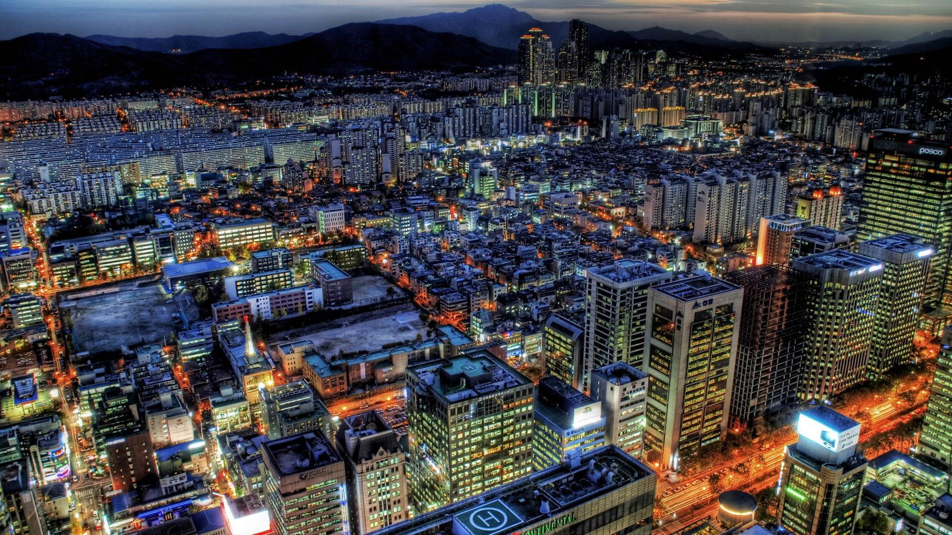 1080P, scape, nature and landscapes, unbelievable, hdr, city, dense, lights, HD Wallpaper