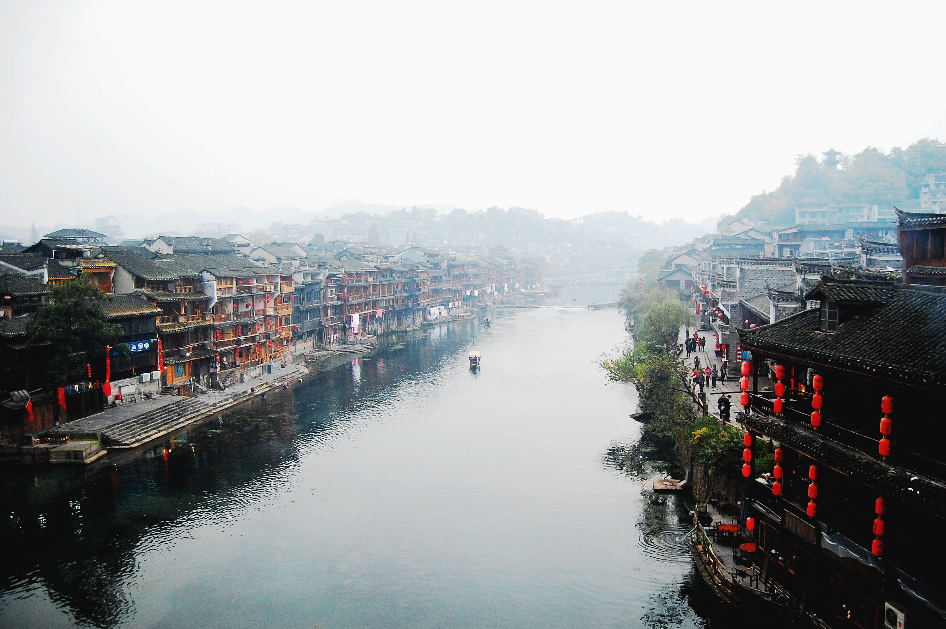 China, photography, day, sky, city, high angle view, tuojiang, cityscape, built structure, nature, Phoenix, nautical vessel, 2K, building exterior, waterfront, HD Wallpaper