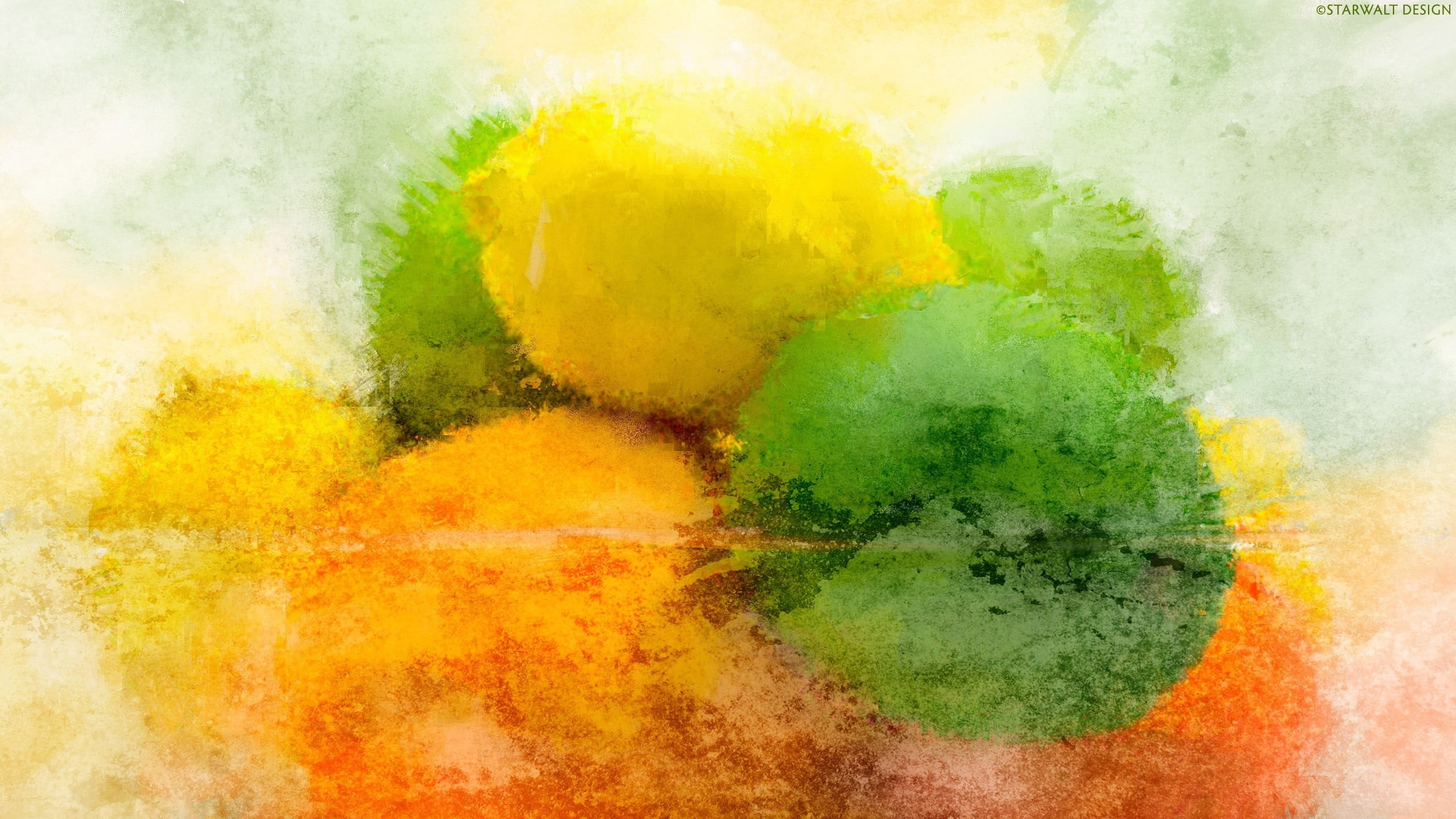 multi colored, backgrounds, full frame, yellow, painting, paint, studio shot, indoors, green color, abstract, variation, creativity, choice, orange color, HD Wallpaper