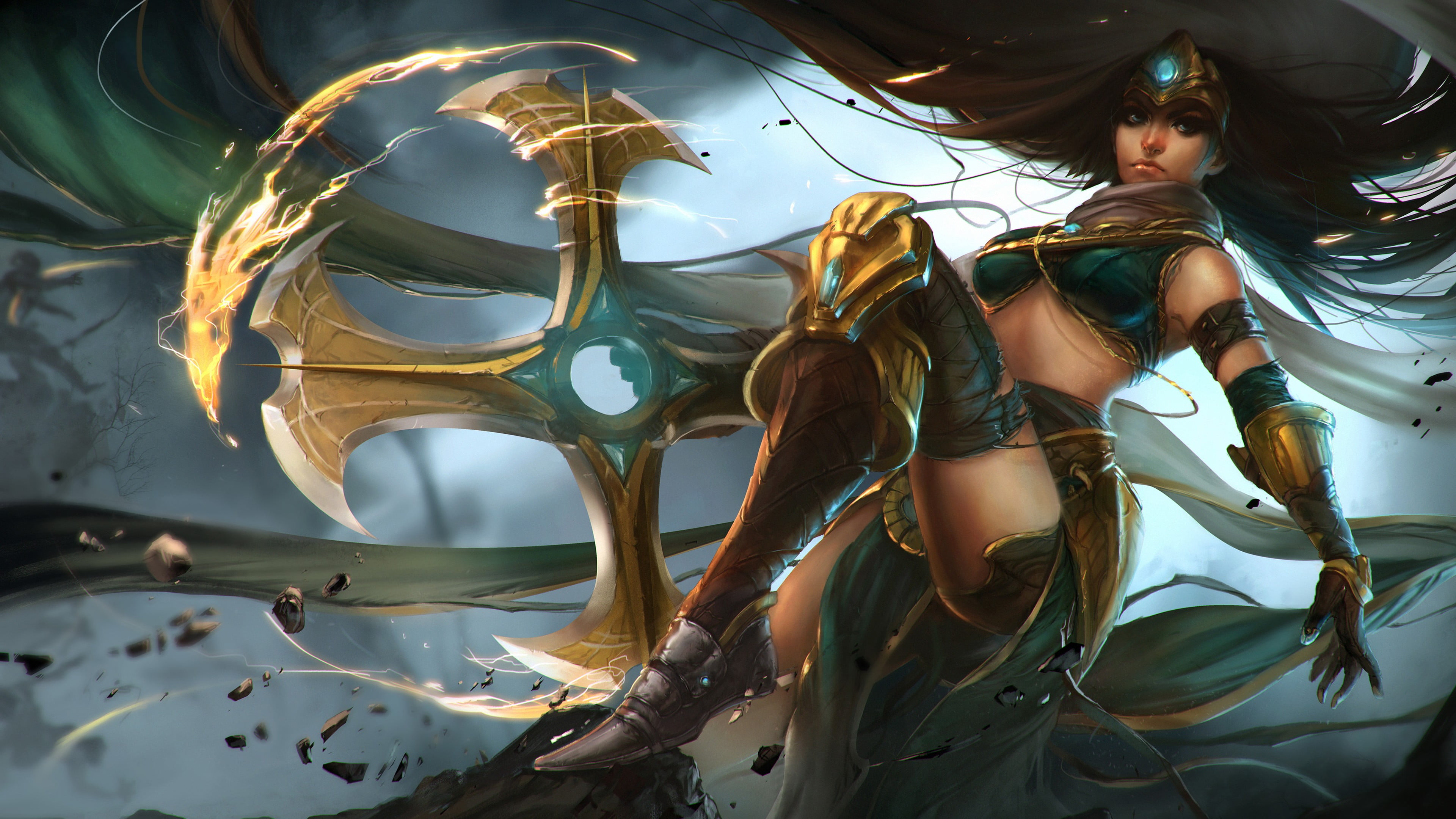 low angle view, leisure activity, one person, league, League of Legends, clothing, fashion, representation, beauty, Sivir, three quarter length, young women, HD Wallpaper