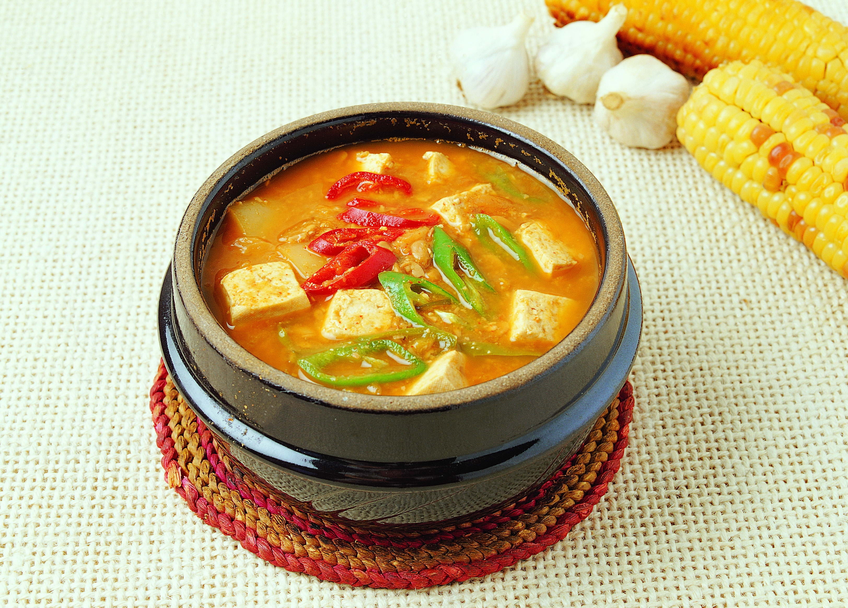cultures, no people, soup, korean food, raw, thailand, meal, bowl, place mat, backgrounds, healthy Eating, heat - Temperature, corn, gourmet, indoors, wellbeing, HD Wallpaper