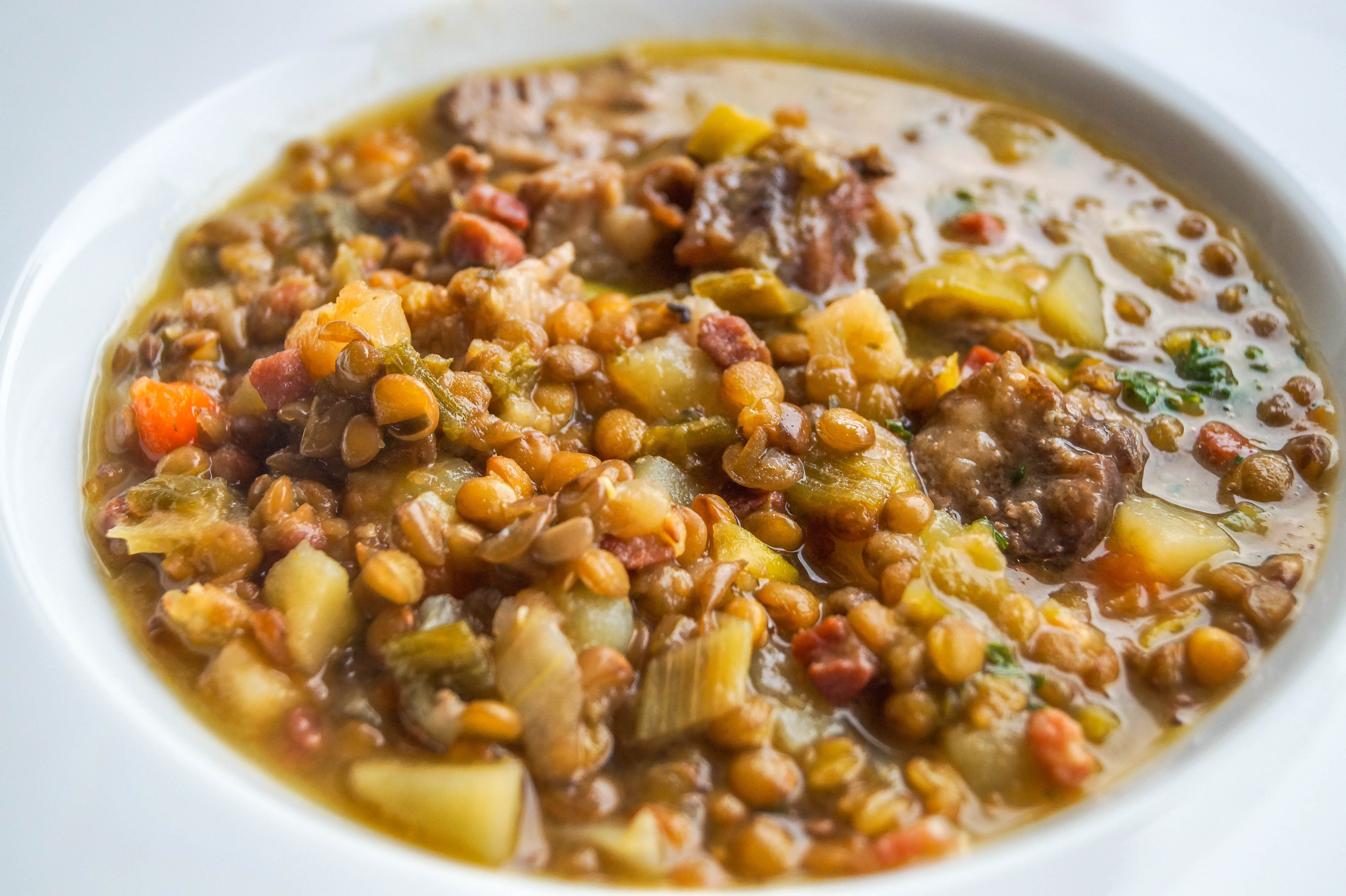 no people, dinner, freshness, Food, meat, close-up, vegetarian food, chick-pea, beans, bean, dish, vegetables, sauteed, kitchen, rustic, 5K, stew, bowl, HD Wallpaper
