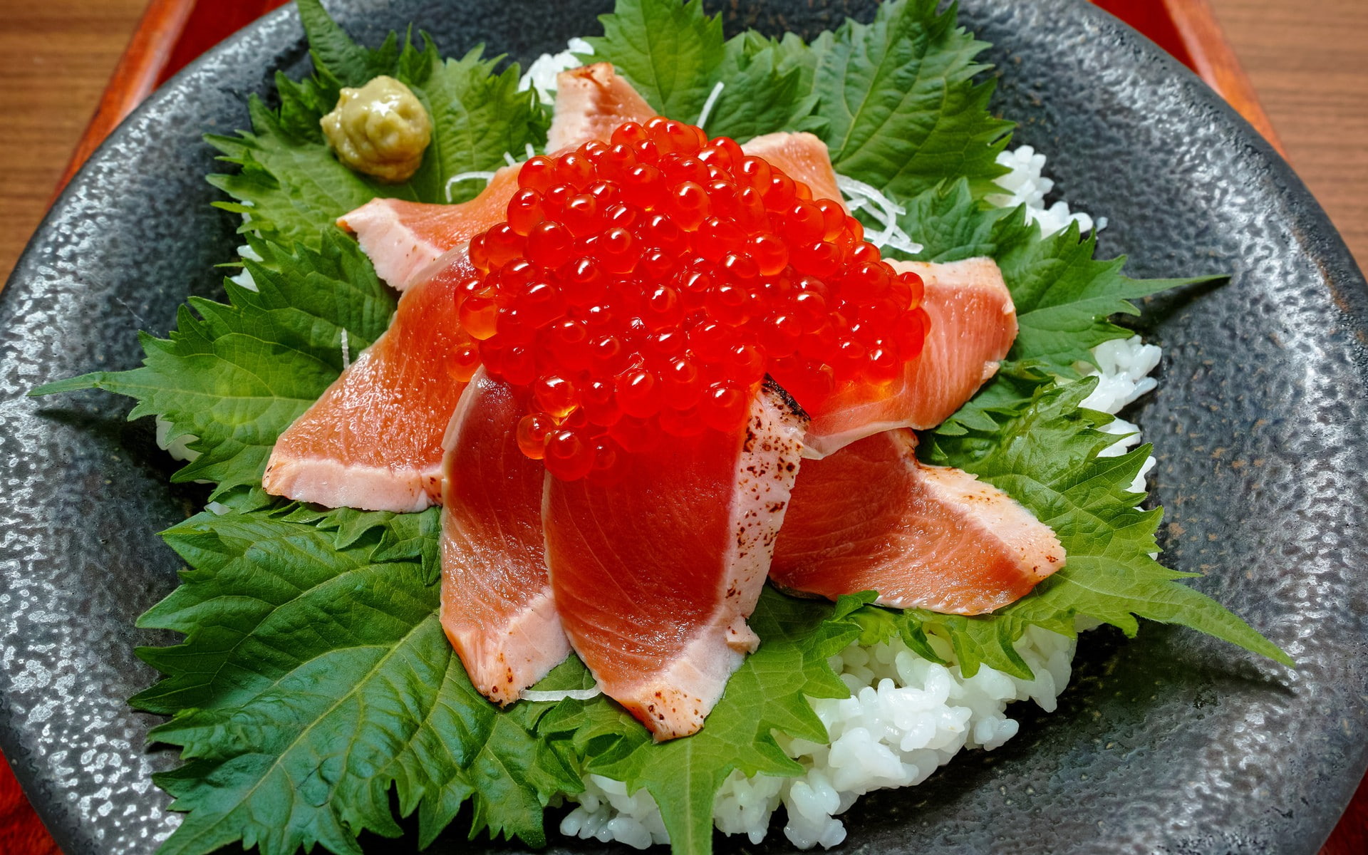 garnish, healthy eating, fruit, wellbeing, serving size, arugula, fish, close-up, herb, indoors, freshness, japanese food, sashimi, dinner, seafood, high angle view, HD Wallpaper