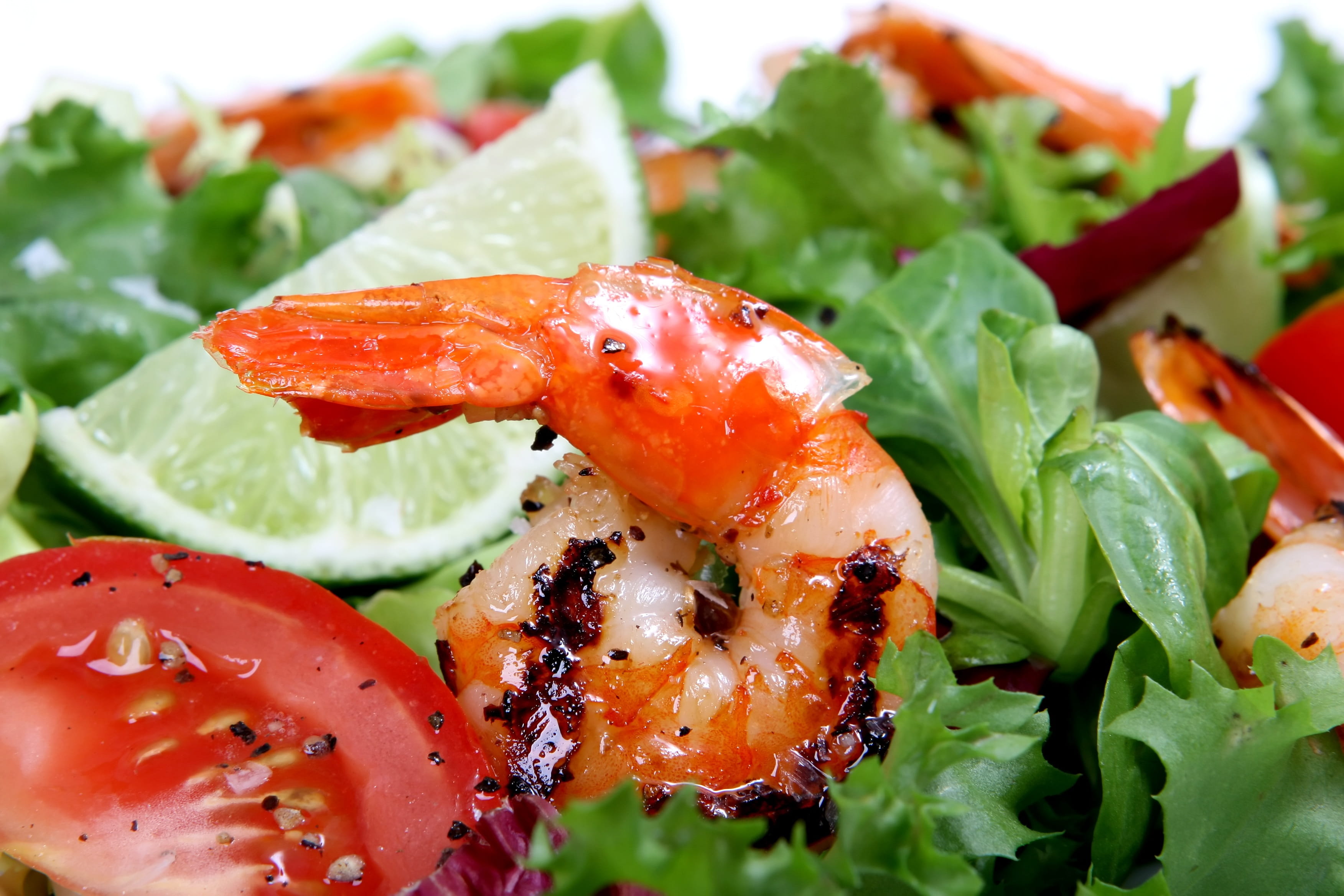 shellfish, Barbecue, diet, delicious, pepper, prawn, green color, serving size, no people, Barbeque, fruit, health, colorful, seafood, meal, plate, vegetable, HD Wallpaper