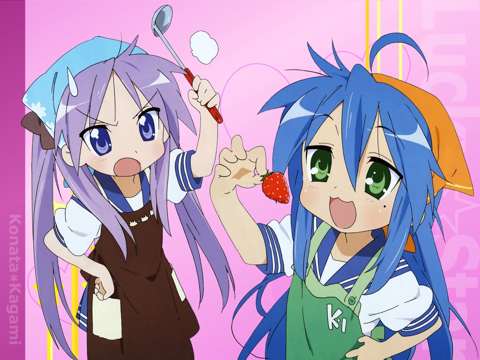 mammal, illustration, men, human Face, konata, ladle, izumi konata, portrait, childhood, front view, cartoon, lifestyles, females, cute, mask - disguise, HD Wallpaper