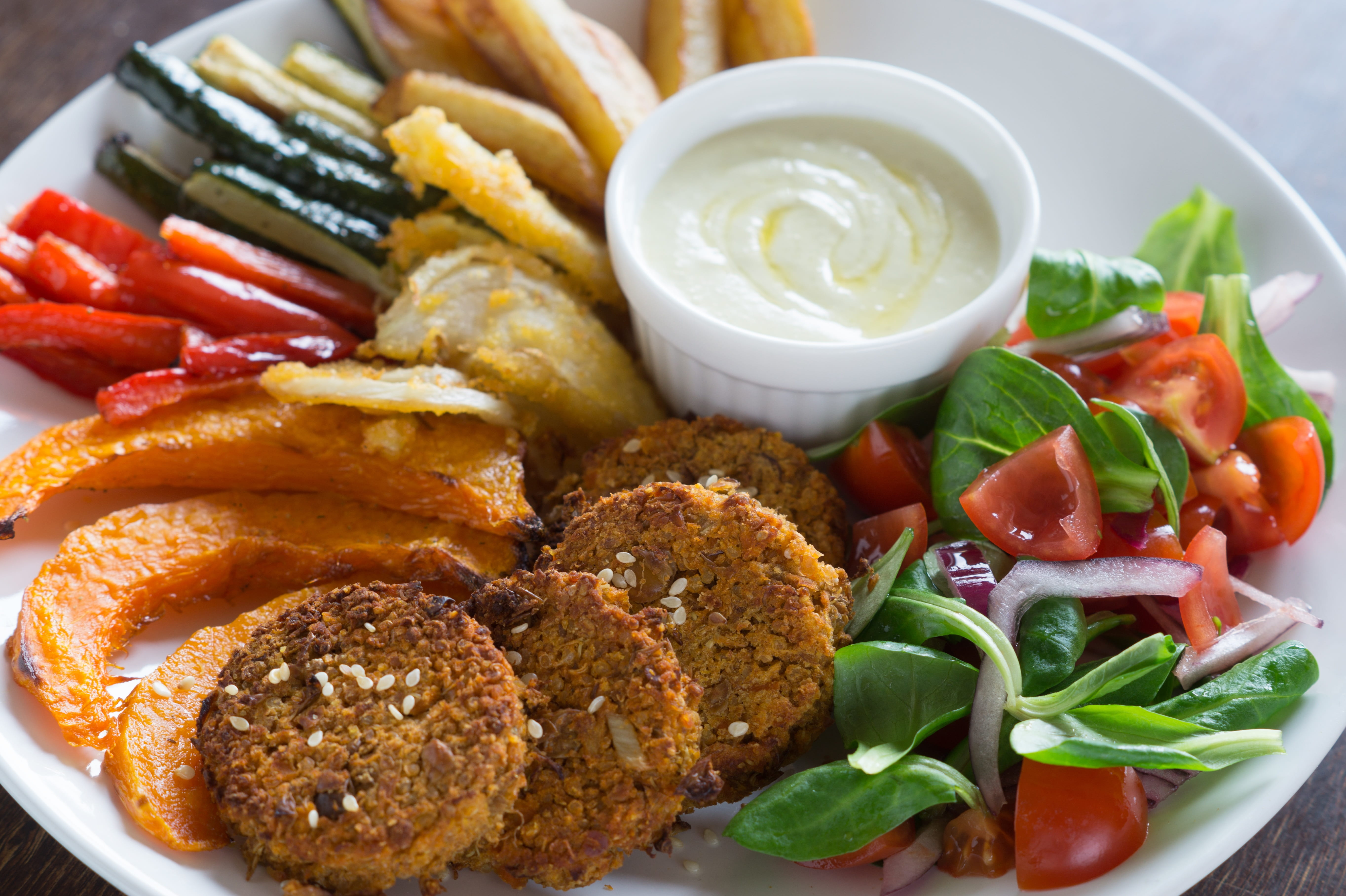 vegetable, fruit, potato, restaurant, dish vegan, mediterranean cuisine, prepared potato, 5K, food, delicious, freshness, fried, color, appetizer, hamburger, HD Wallpaper